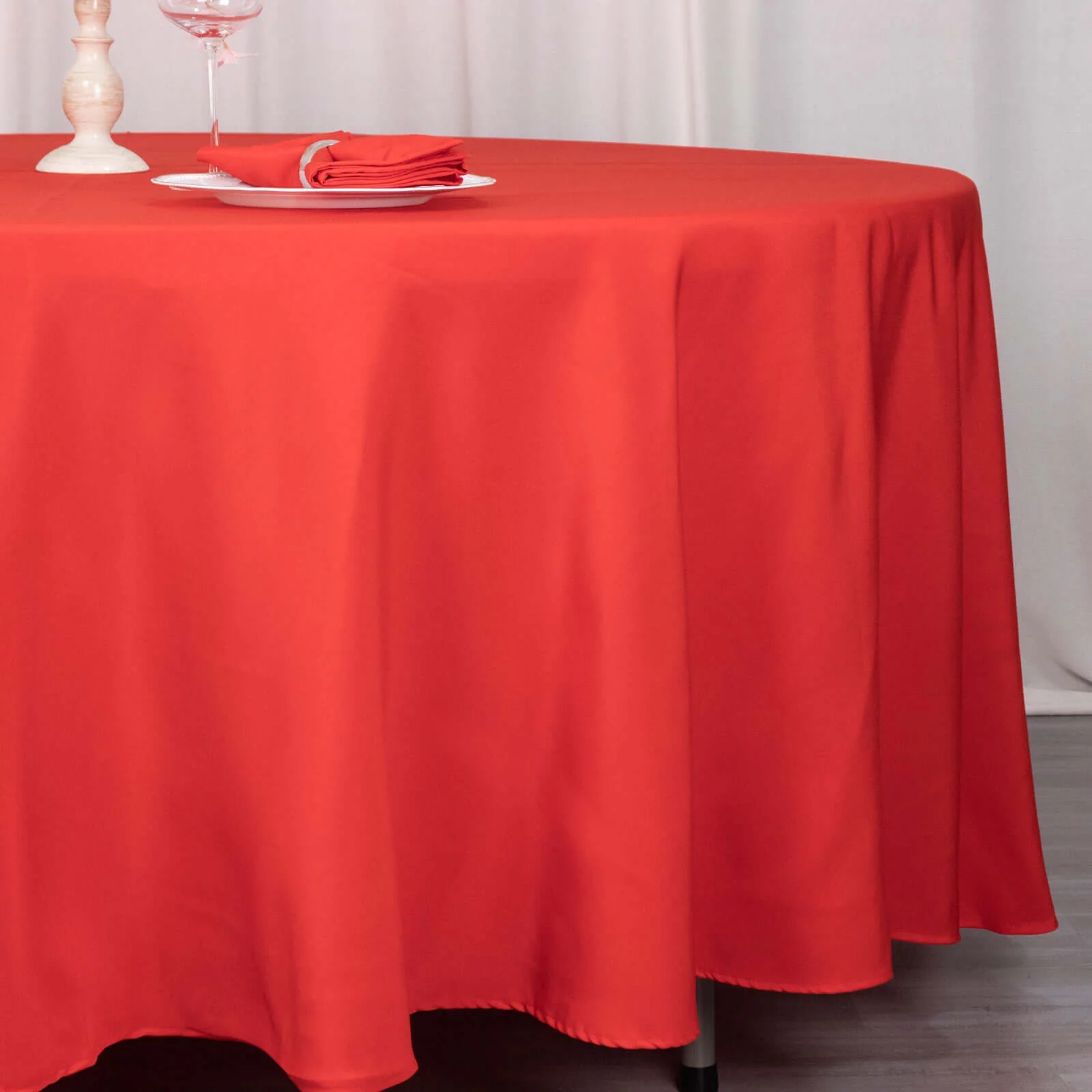 Premium Polyester Round Tablecloth 108" Red - 220GSM Wrinkle-Resistant & Durable Table Cover - Image 2