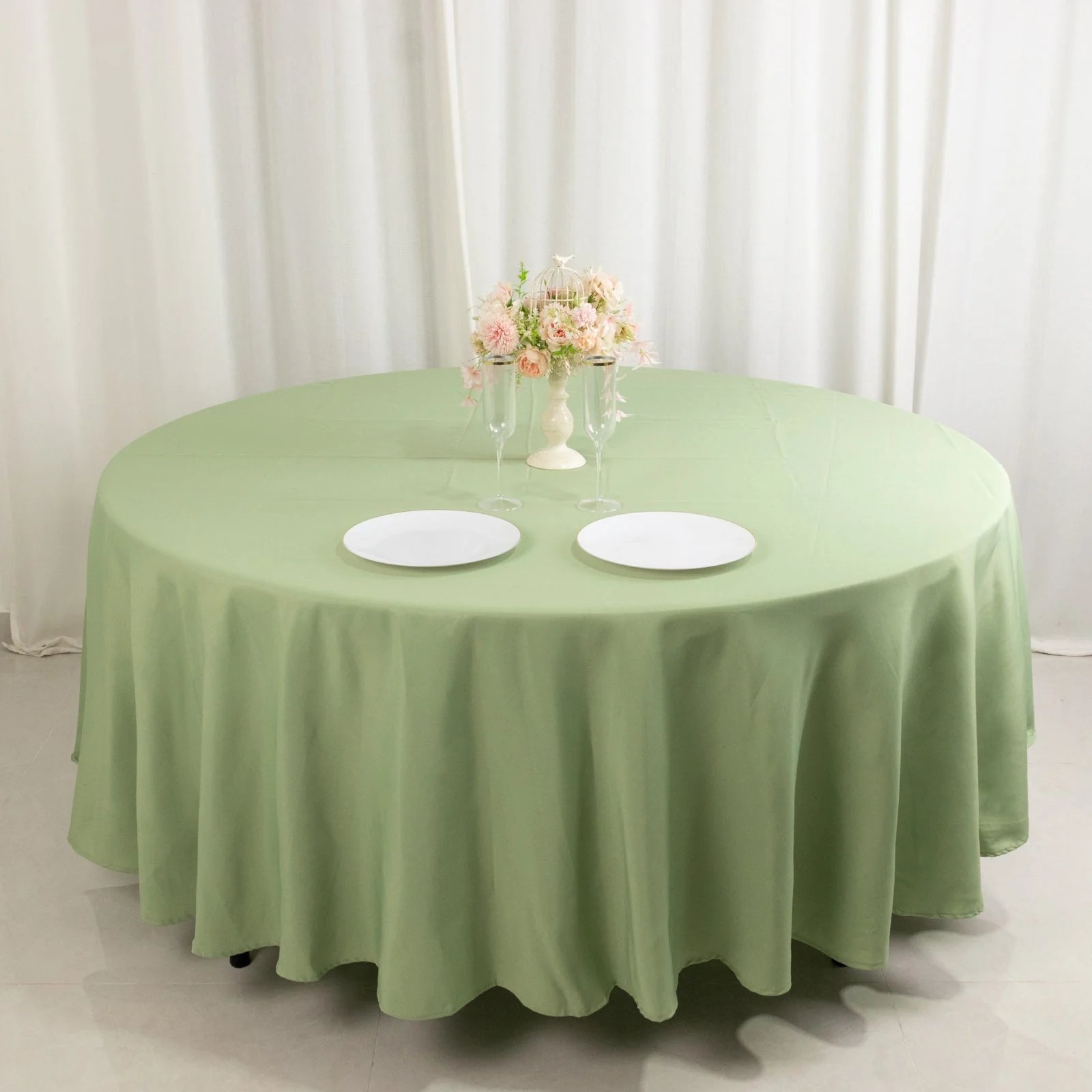 Premium Polyester Round Tablecloth 108" Sage Green - 220GSM Wrinkle-Resistant & Durable Table Cover - Image 7