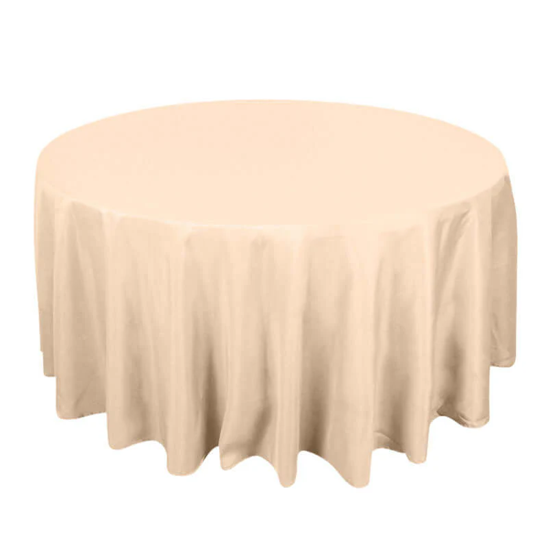 Premium Polyester Round Tablecloth 120" Beige - Seamless 220GSM Table Cover - Image 6