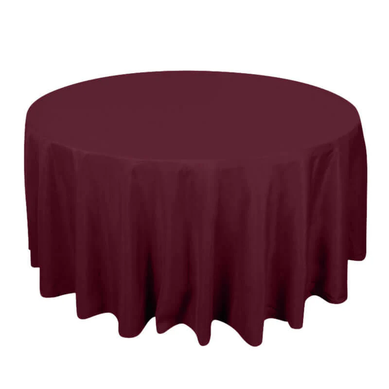 Premium Polyester Round Tablecloth 120" Burgundy - Seamless 220GSM Table Cover - Image 6