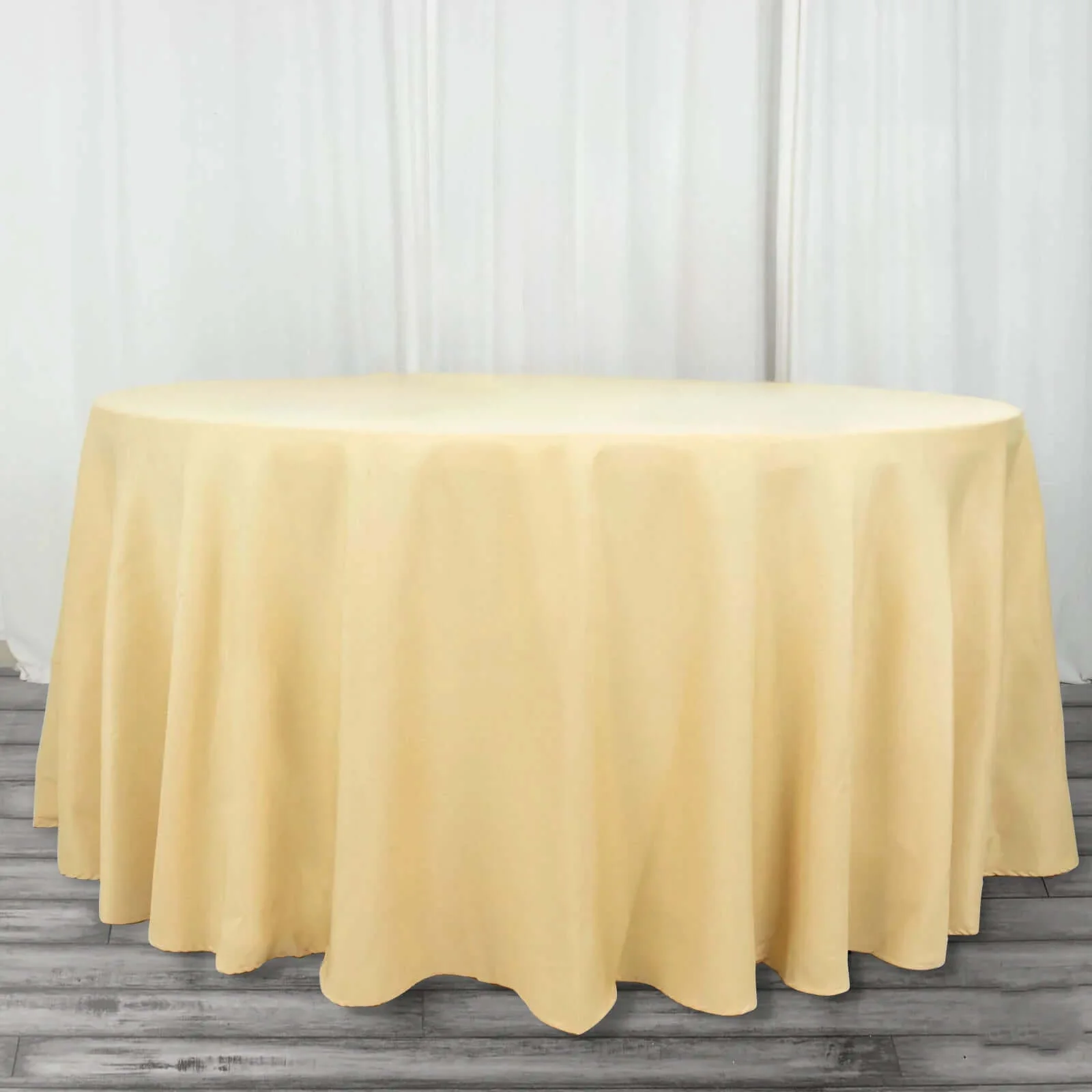 Premium Polyester Round Tablecloth 120" Champagne - Seamless 220GSM Table Cover