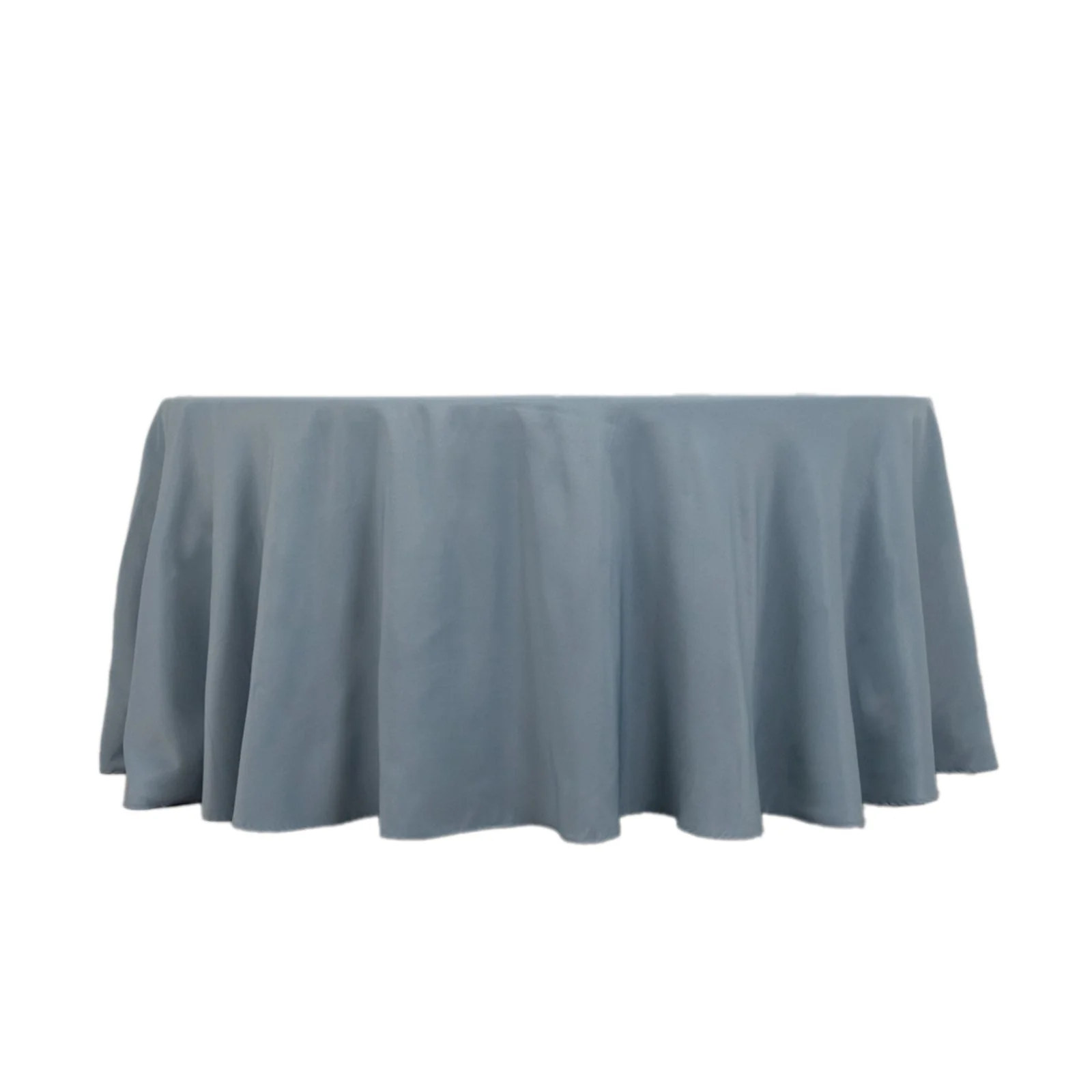 Premium Polyester Round Tablecloth 120" Dusty Blue - Seamless 220GSM Table Cover - Image 4