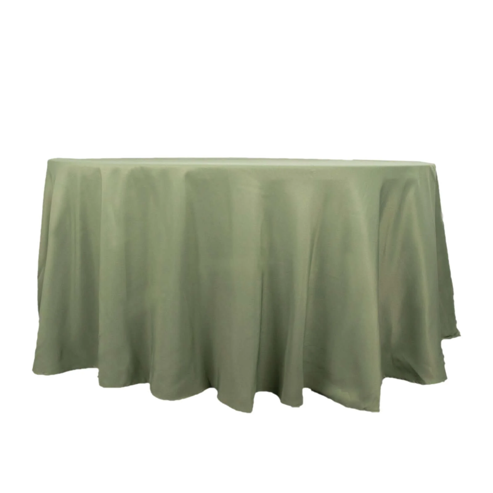 Premium Polyester Round Tablecloth 120" Dusty Sage Green - Seamless 220GSM Table Cover - Image 5