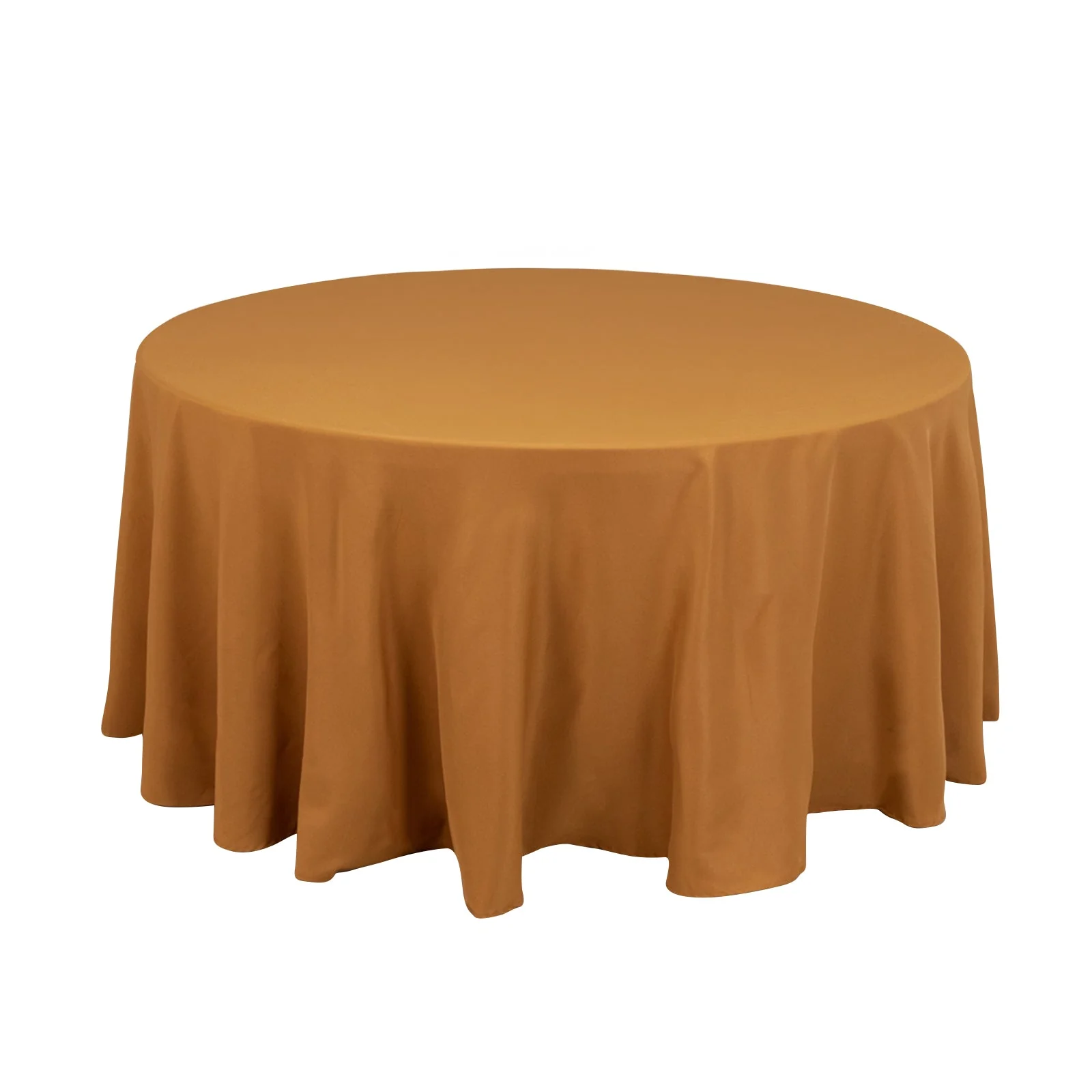 Premium Polyester Round Tablecloth 120" Gold - Seamless 220GSM Wrinkle-Resistant & Durable Table Cover - Image 3