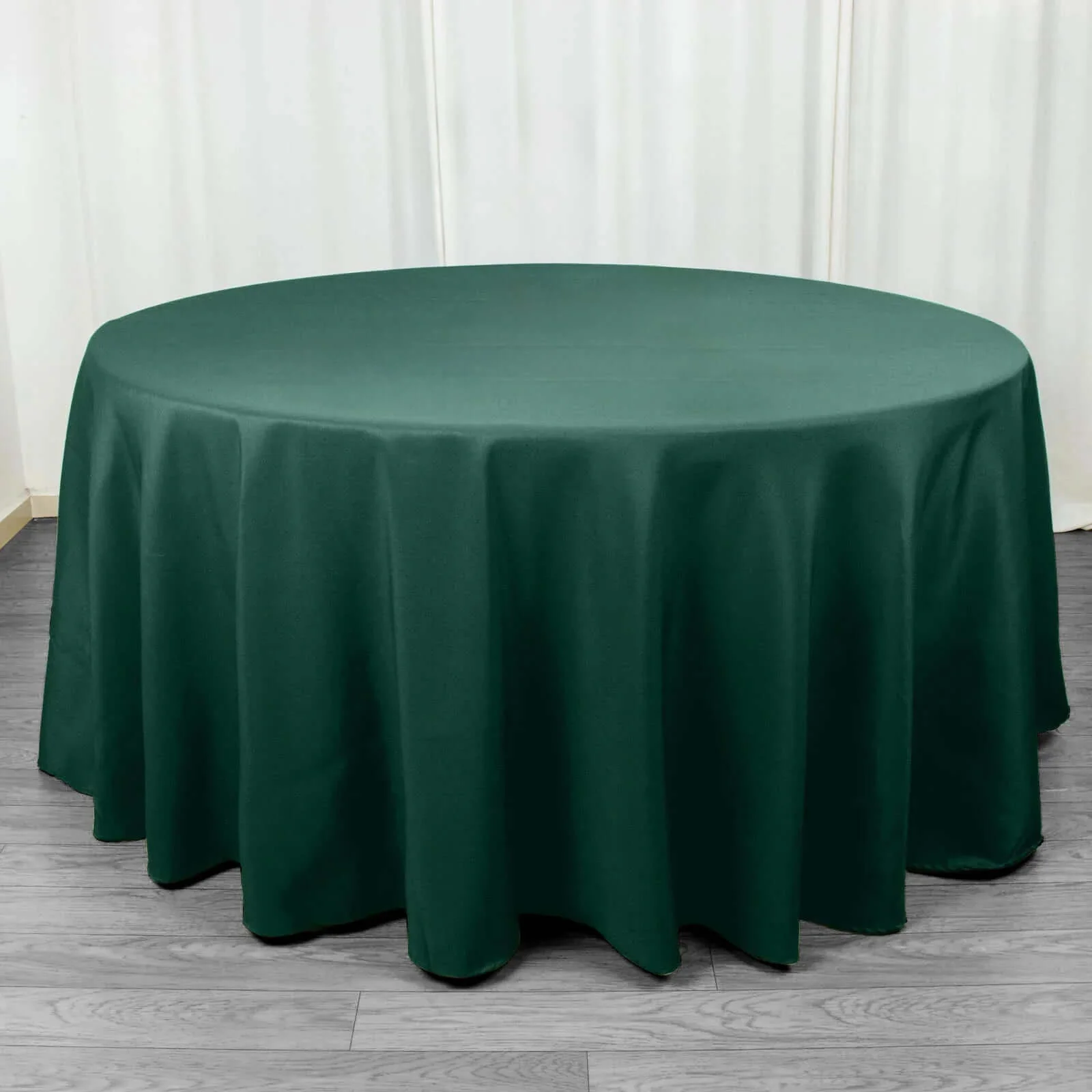 Premium Polyester Round Tablecloth 120" Hunter Emerald Green - Seamless 220GSM Table Cover