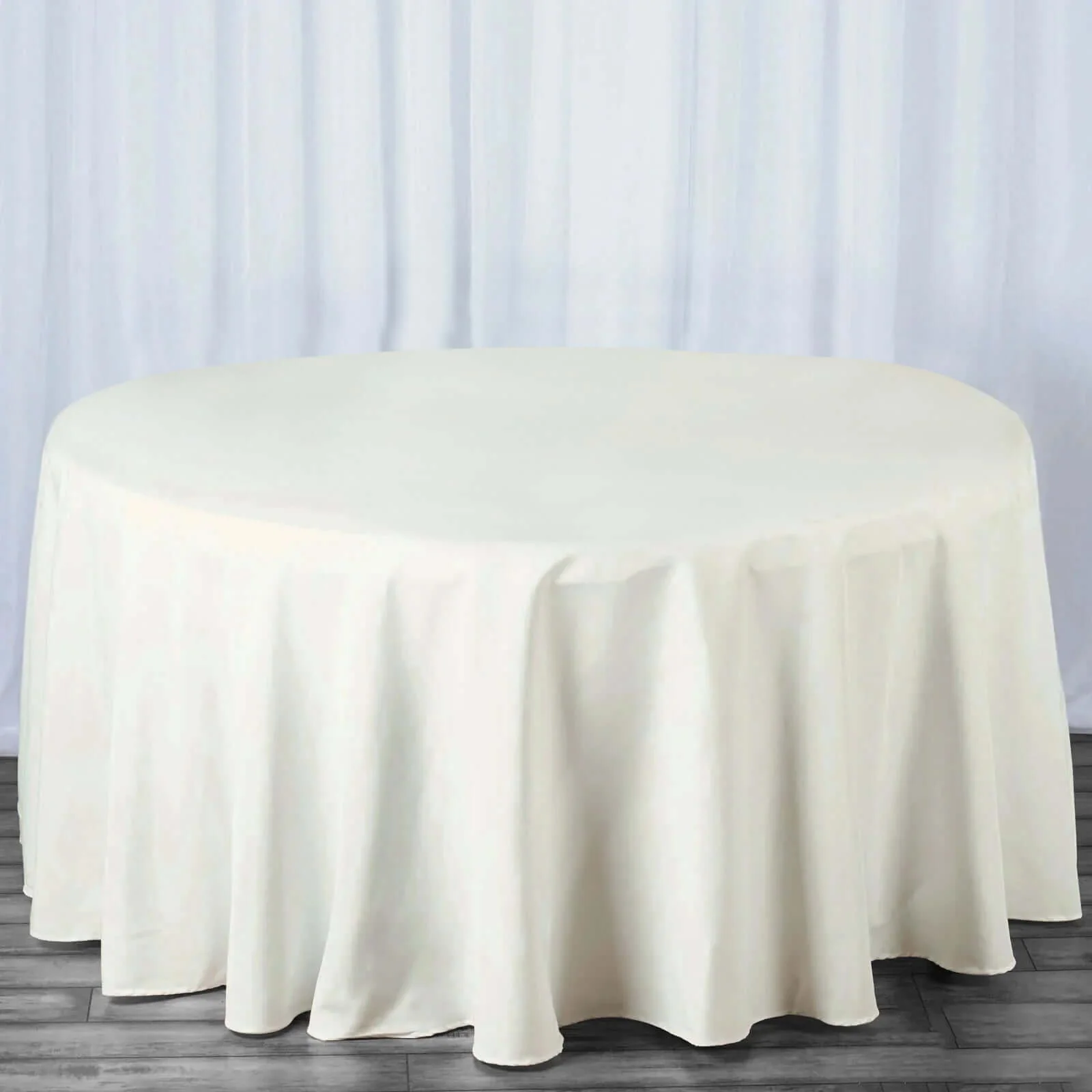 Premium Polyester Round Tablecloth 120" Ivory - Seamless 220GSM Table Cover