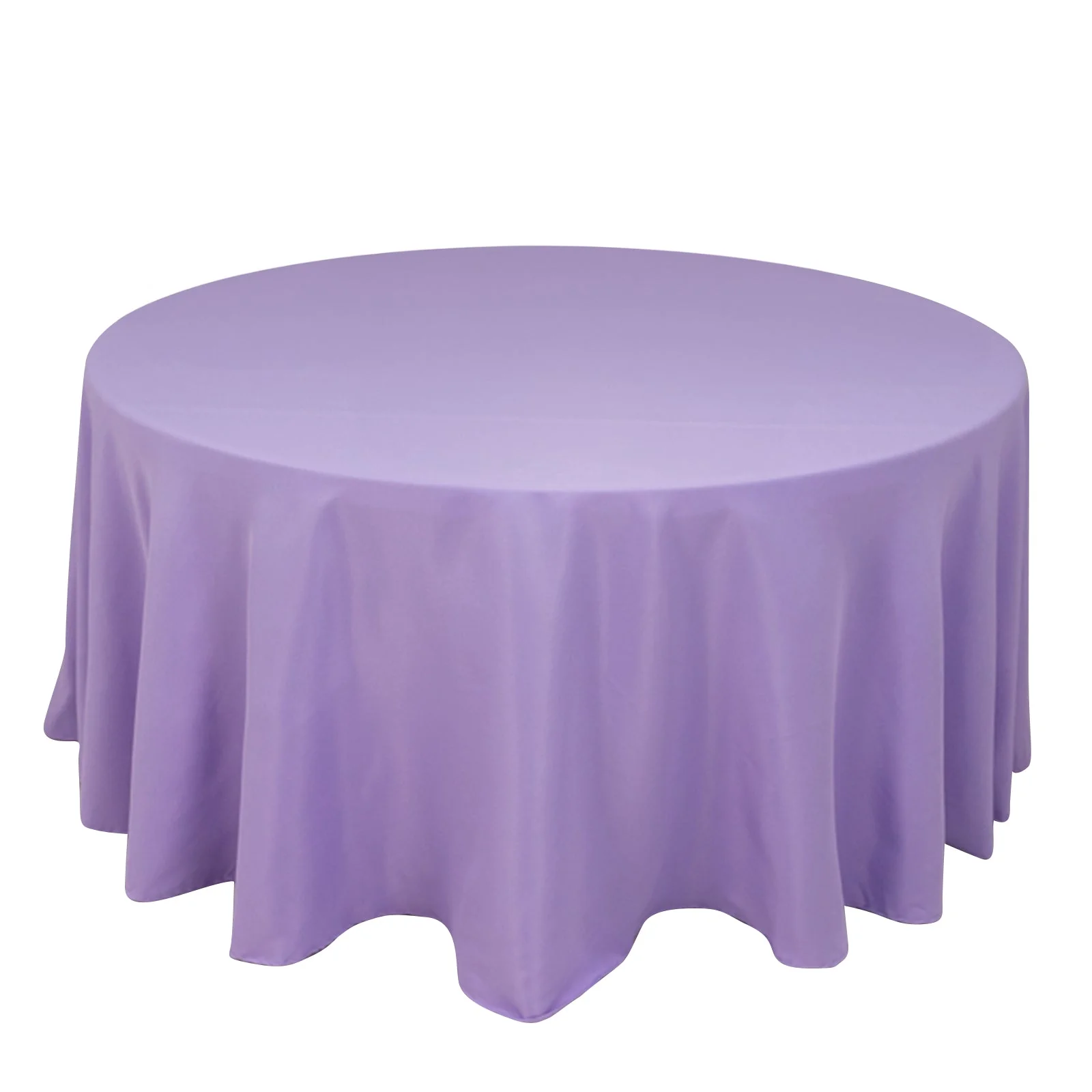 Premium Polyester Round Tablecloth 120" Lavender Lilac - Seamless 220GSM Table Cover - Image 3