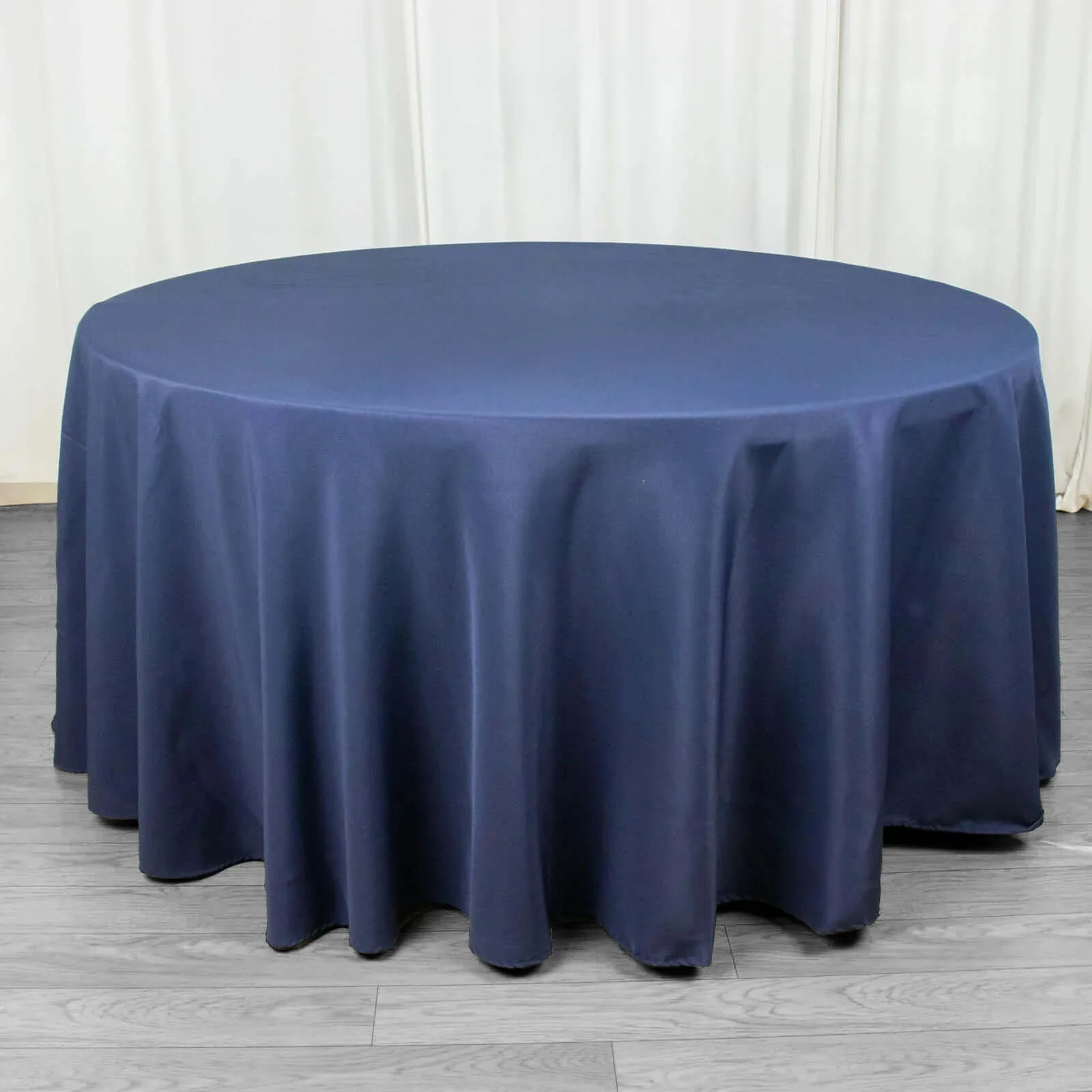 Premium Polyester Round Tablecloth 120" Navy Blue - Seamless 220GSM Table Cover