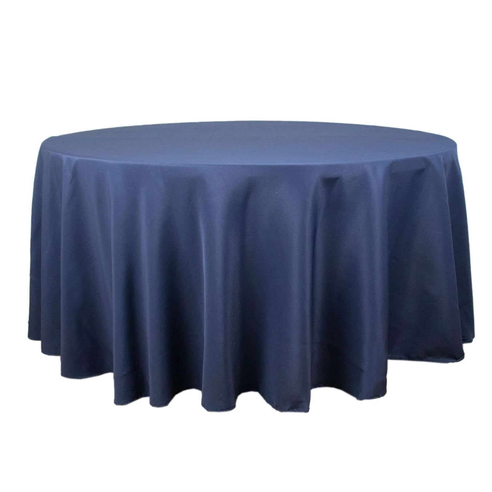 Premium Polyester Round Tablecloth 120" Navy Blue - Seamless 220GSM Table Cover - Image 6