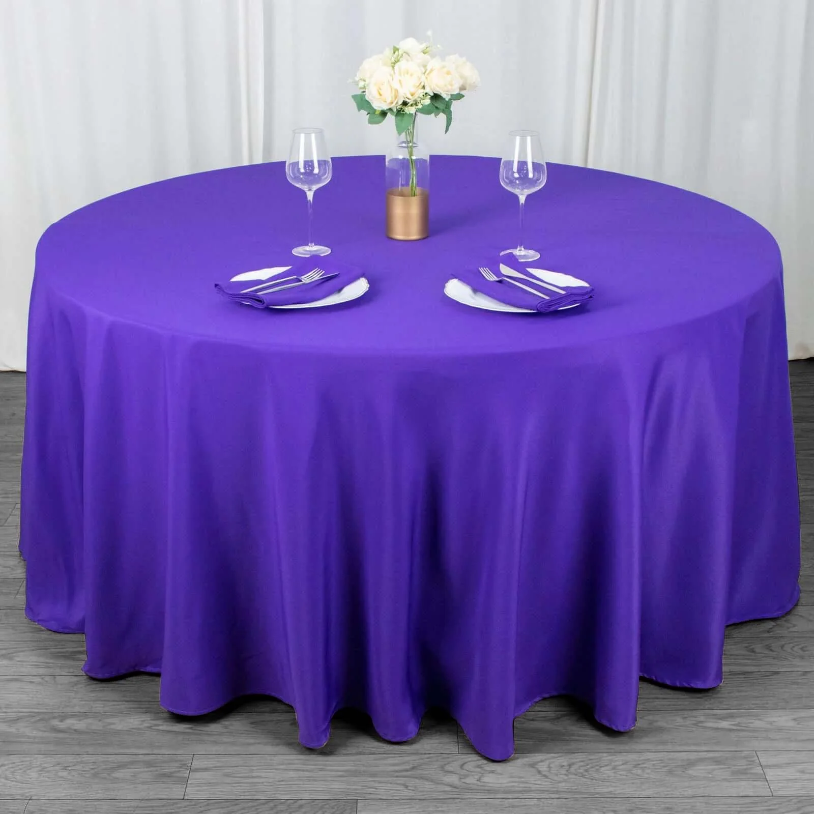 Premium Polyester Round Tablecloth 120" Purple - Seamless 220GSM Table Cover - Image 6