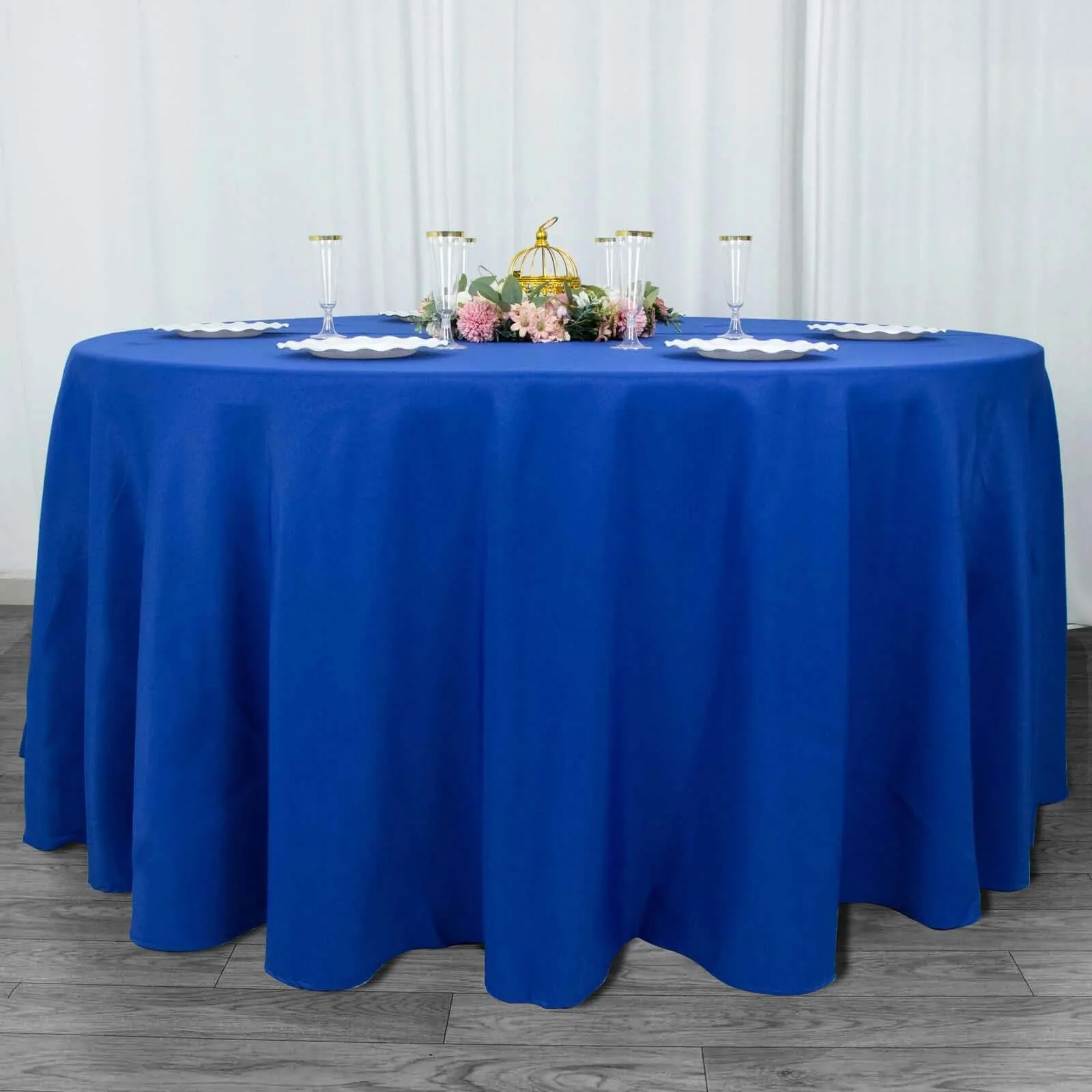 Premium Polyester Round Tablecloth 120" Royal Blue - Seamless 220GSM Table Cover - Image 5