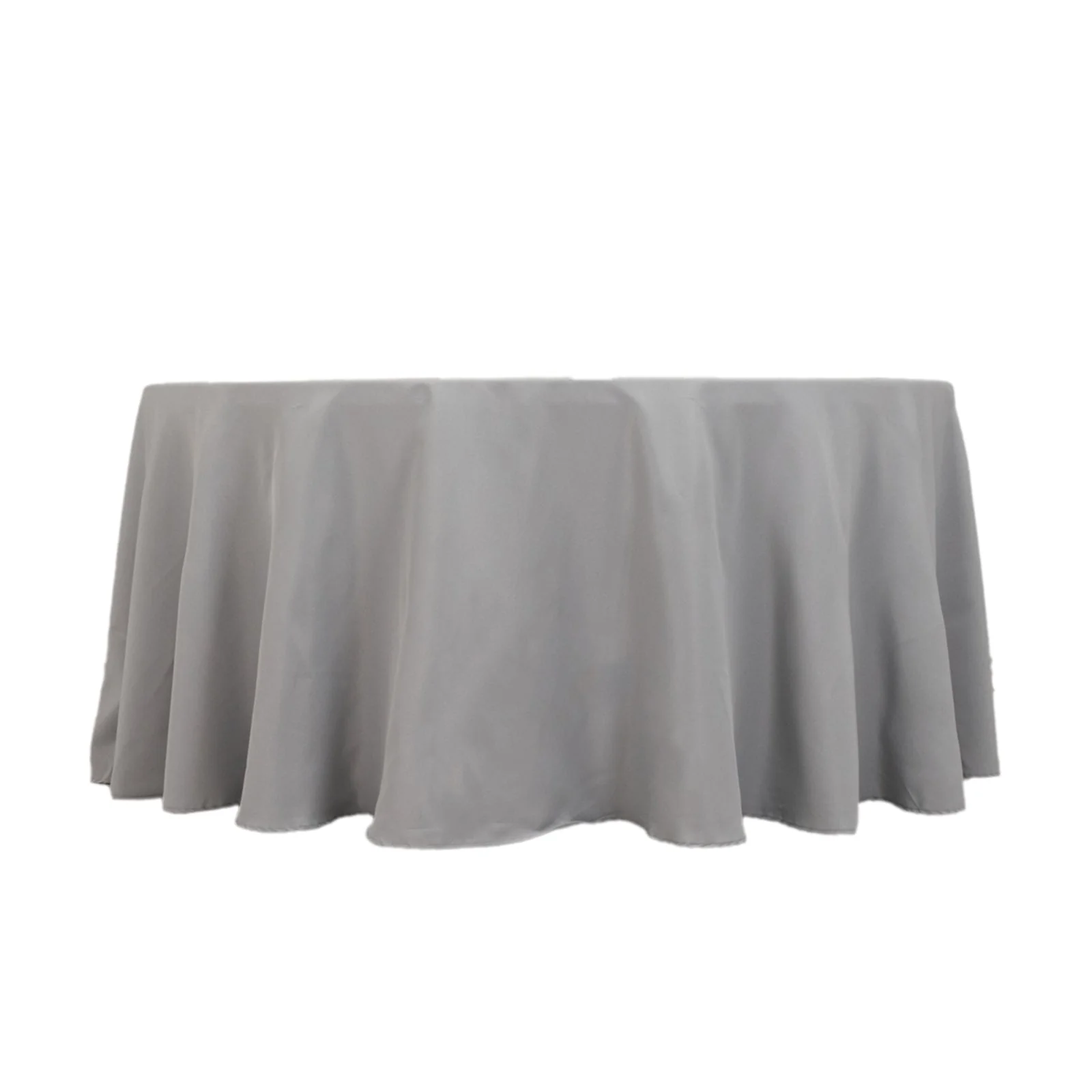 Premium Polyester Round Tablecloth 120" Silver - Seamless 220GSM Table Cover - Image 6