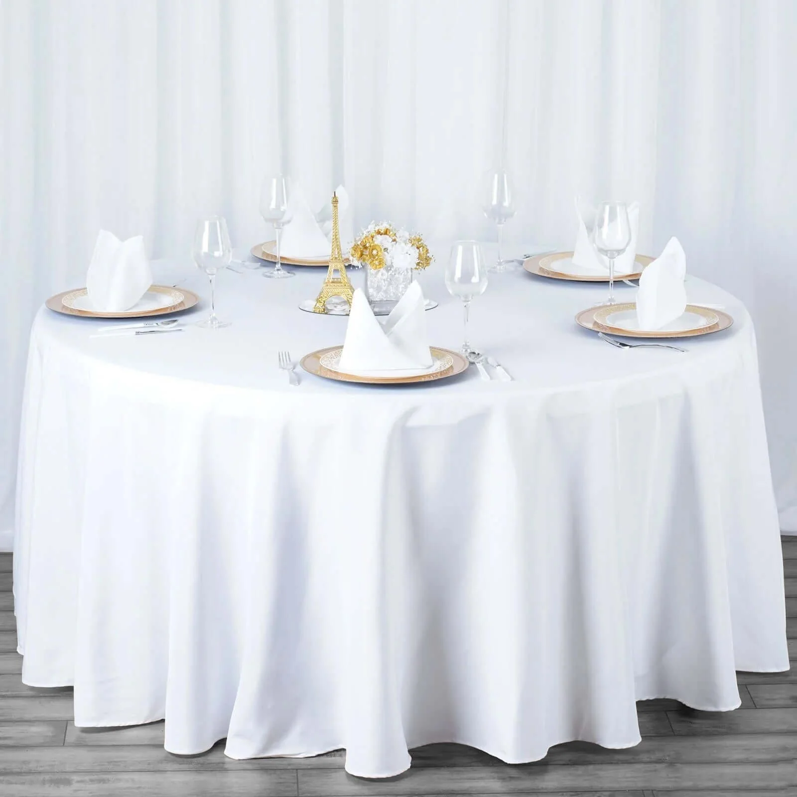 Premium Polyester Round Tablecloth 120" White - Seamless 220GSM Wrinkle-Resistant & Durable Table Cover - Image 5