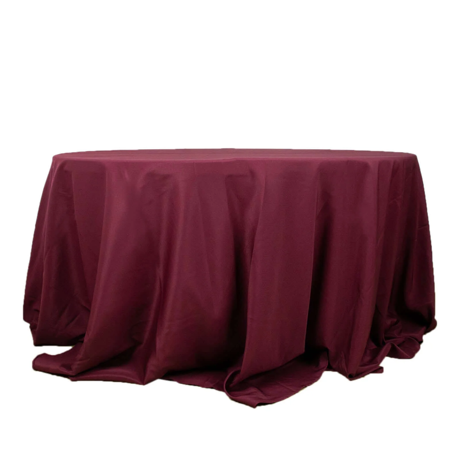 Premium Polyester Round Tablecloth 132" Burgundy - Seamless 220GSM Table Cover - Image 6