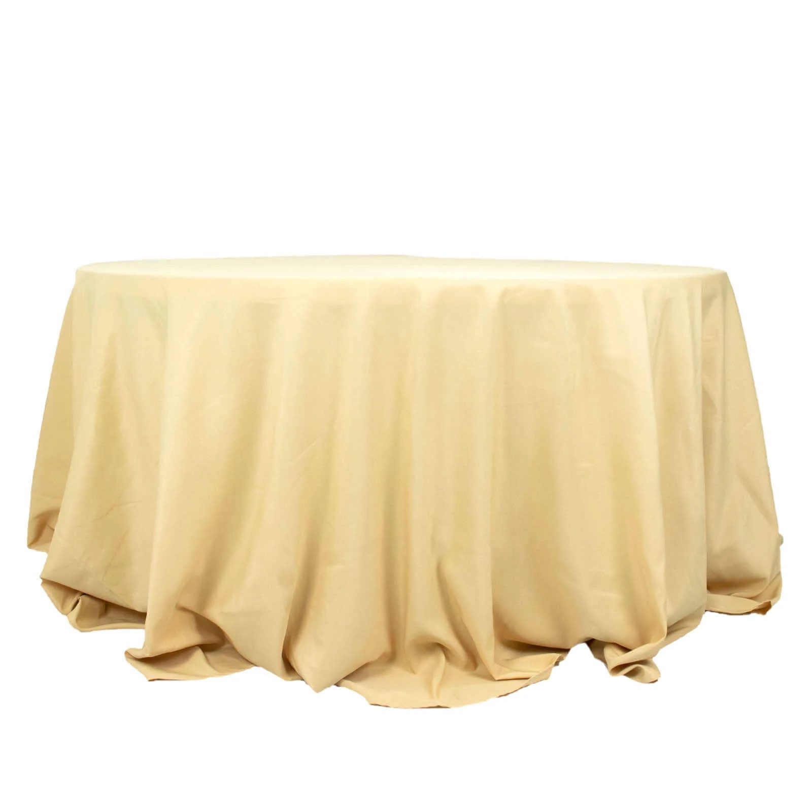Premium Polyester Round Tablecloth 132" Champagne - Seamless 220GSM Table Cover - Image 6