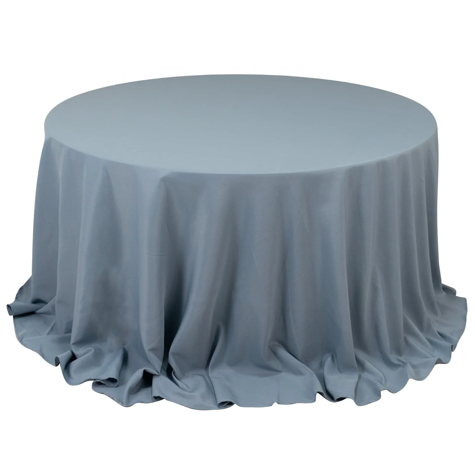 Premium Polyester Round Tablecloth 132" Dusty Blue - Seamless 220GSM Table Cover - Image 3