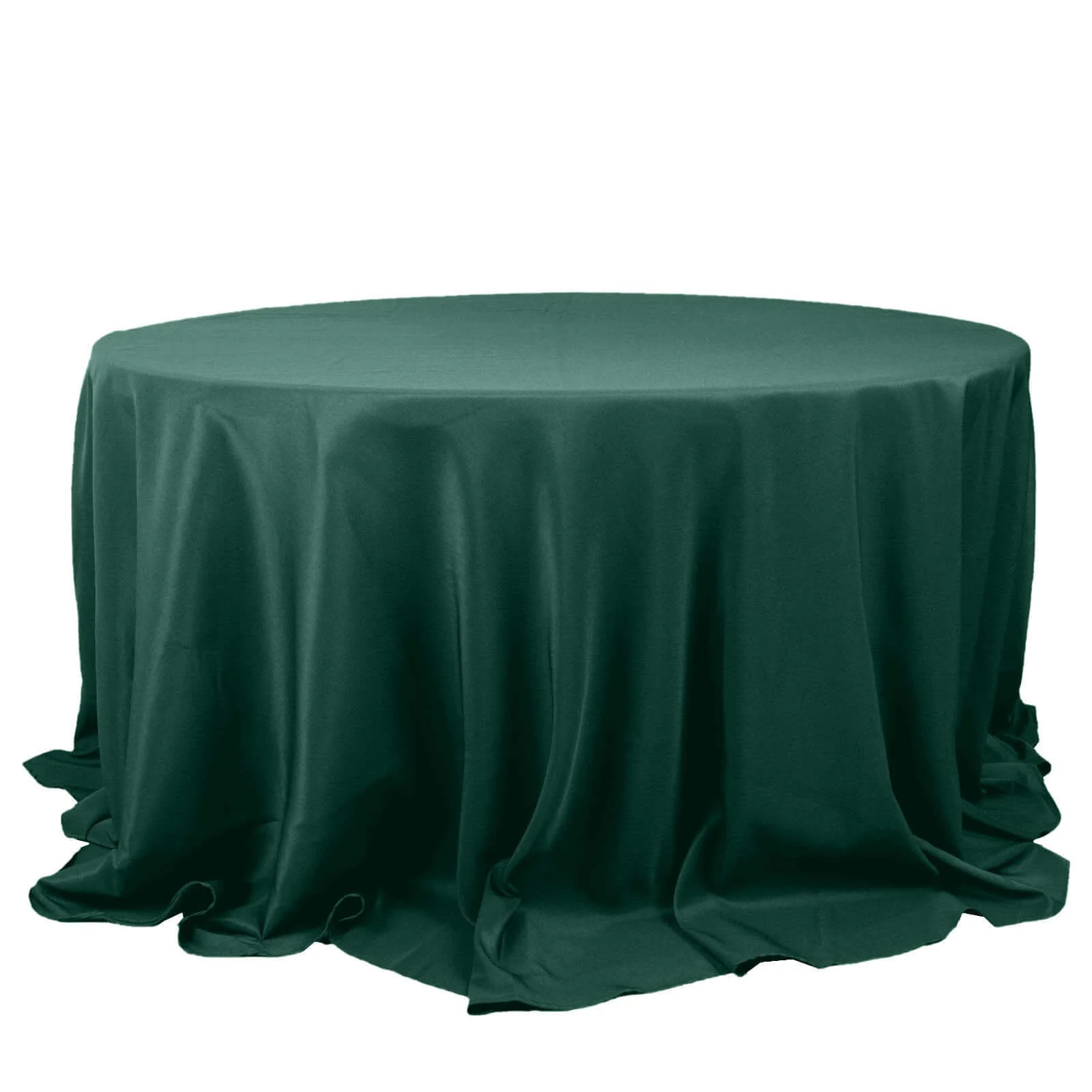Premium Polyester Round Tablecloth 132" Hunter Emerald Green - Seamless 220GSM Table Cover - Image 5