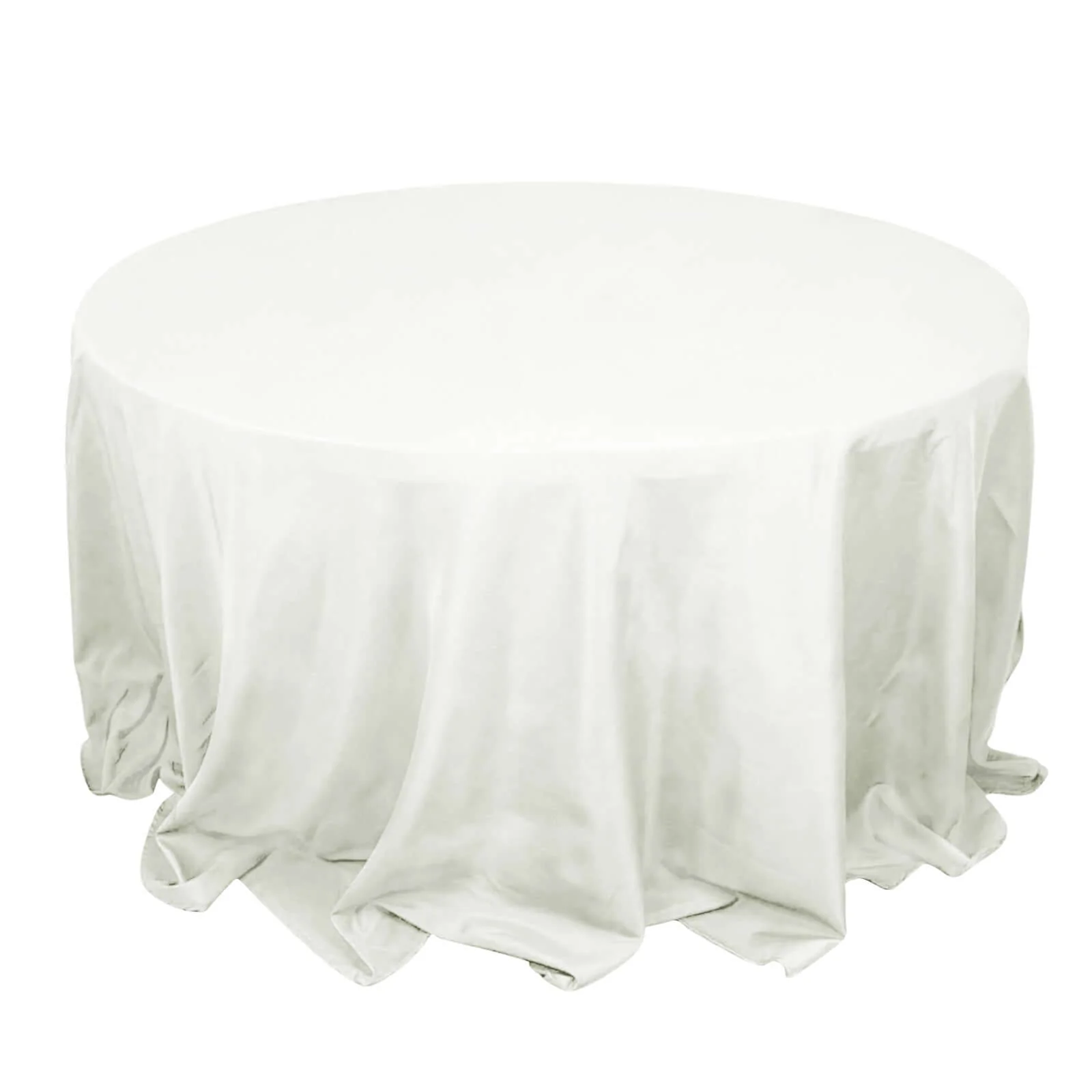 Premium Polyester Round Tablecloth 132" Ivory - Seamless 220GSM Table Cover - Image 6