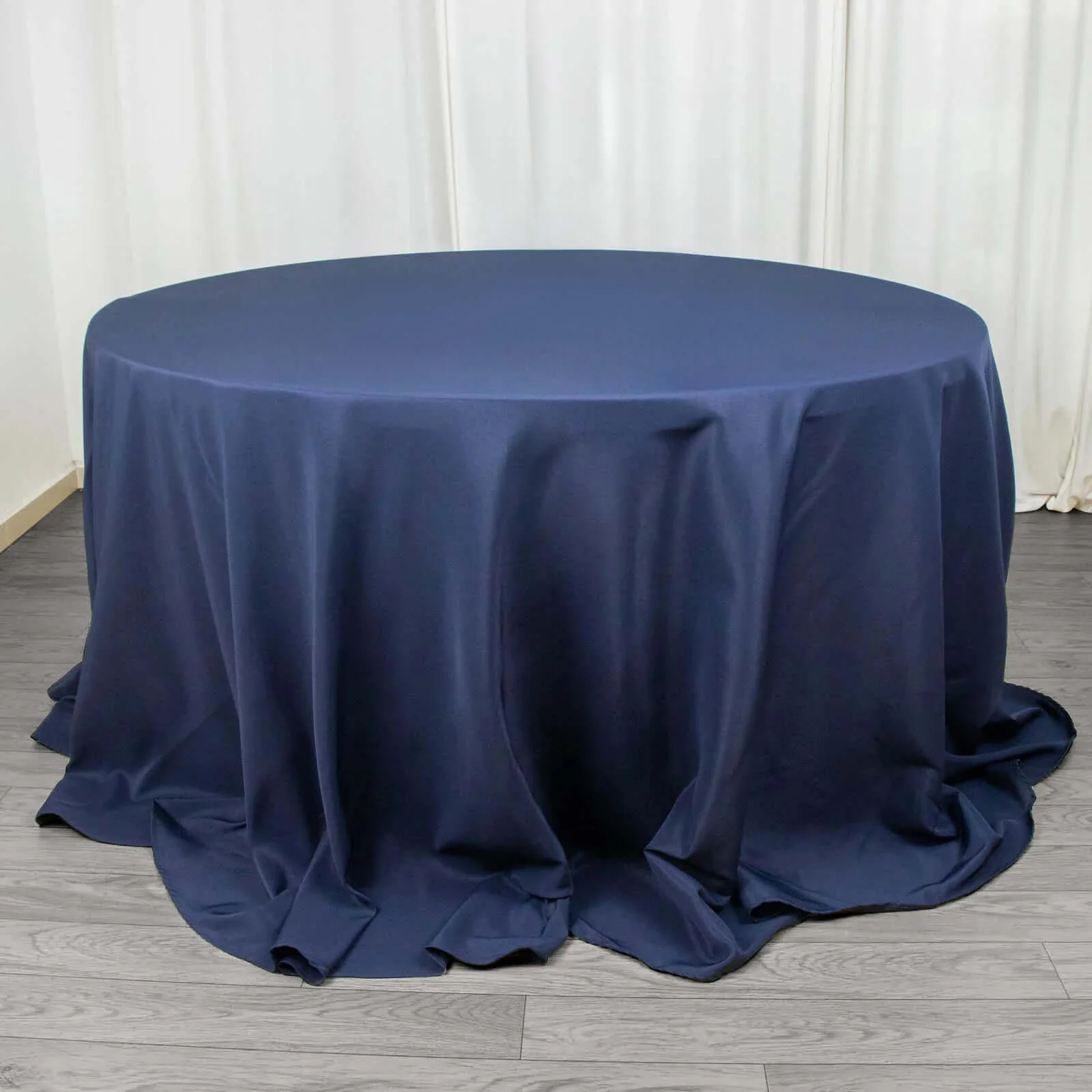 Premium Polyester Round Tablecloth 132" Navy Blue - Seamless 220GSM Table Cover
