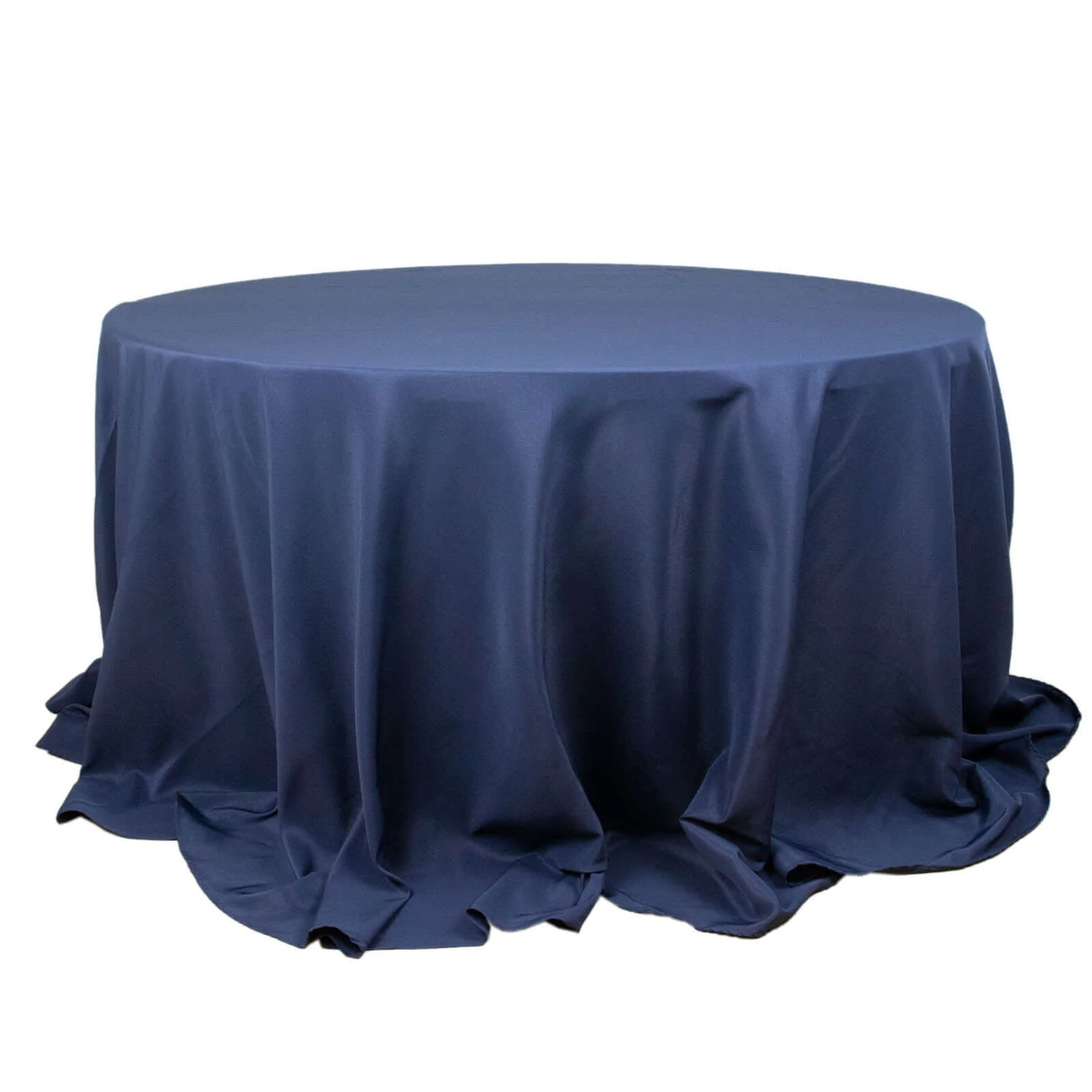 Premium Polyester Round Tablecloth 132" Navy Blue - Seamless 220GSM Table Cover - Image 6