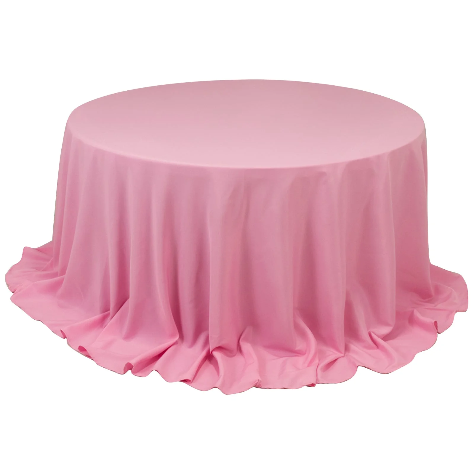 Premium Polyester Round Tablecloth 132" Pink - Seamless 220GSM Table Cover - Image 3