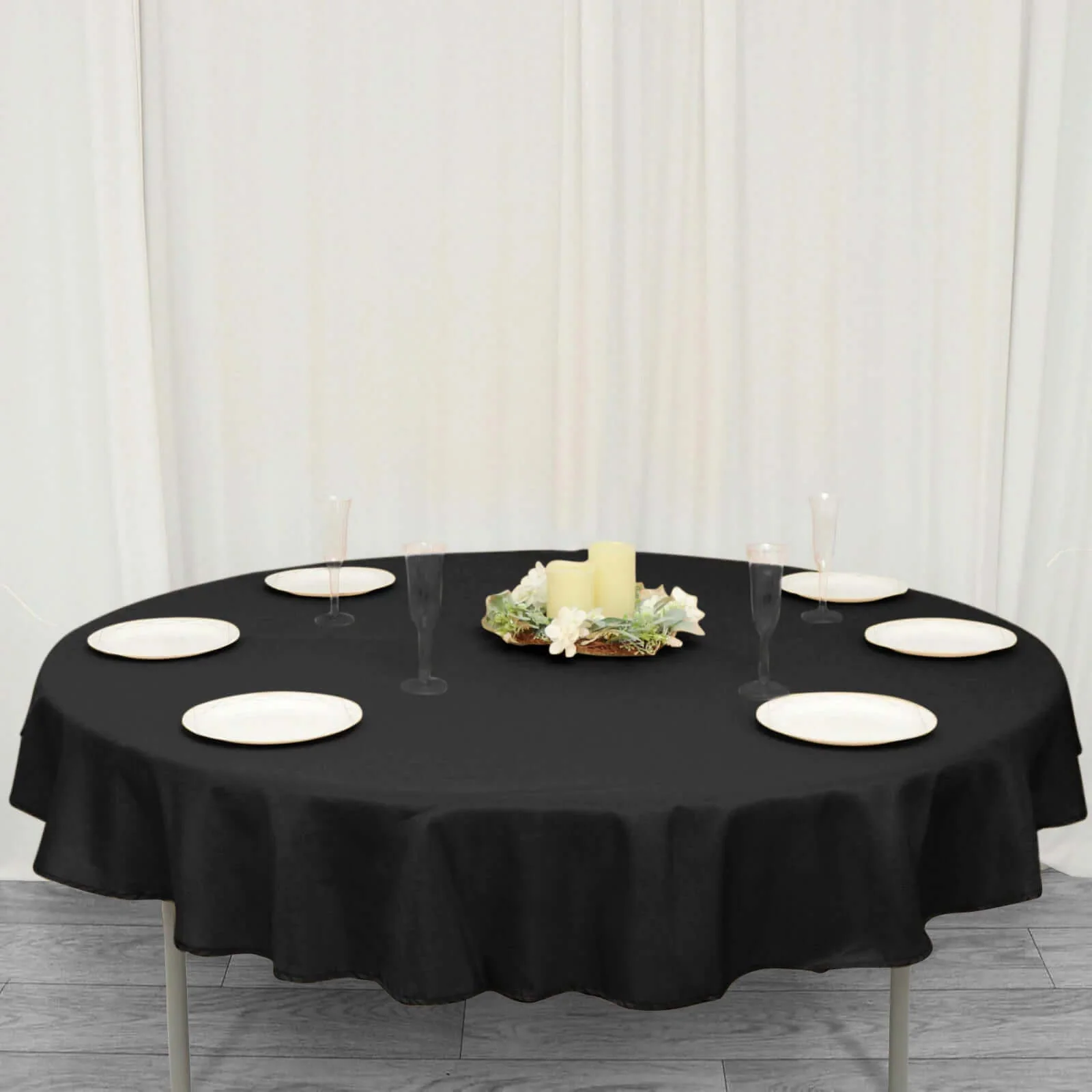 Premium Polyester Round Tablecloth 70" Black - 220GSM Wrinkle-Resistant & Durable Table Cover - Image 3