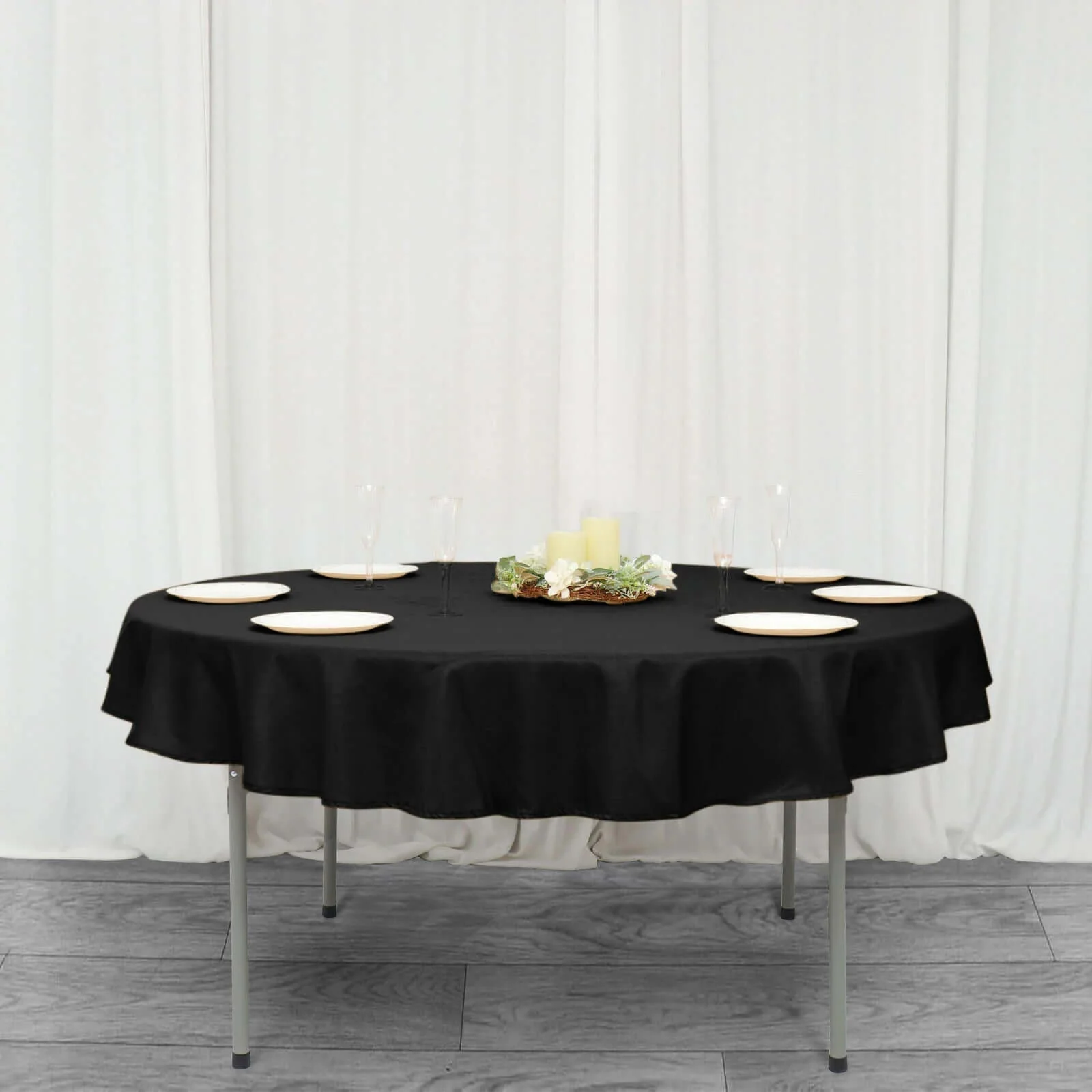 Premium Polyester Round Tablecloth 70" Black - 220GSM Wrinkle-Resistant & Durable Table Cover - Image 4