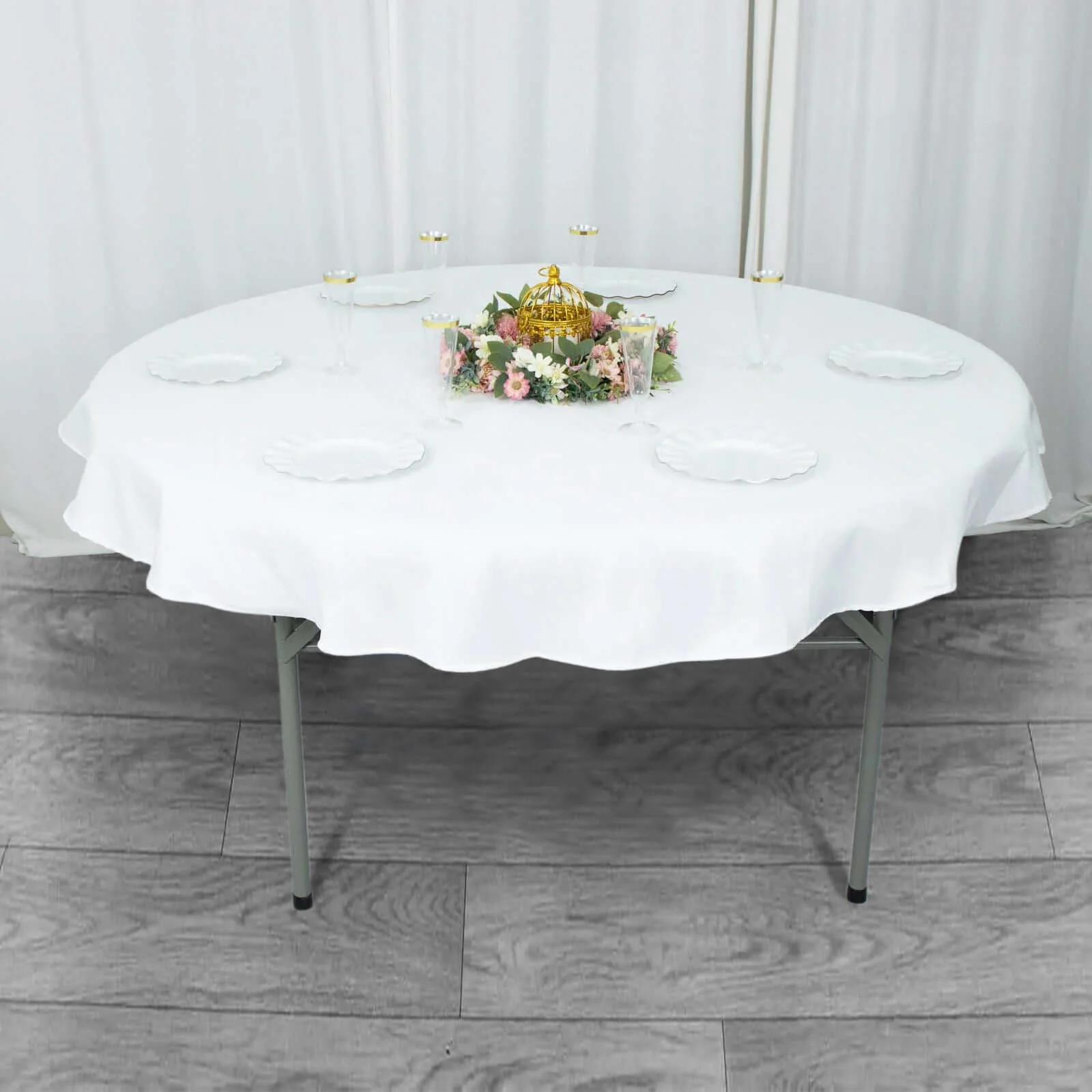 Premium Polyester Round Tablecloth 70" White - 220GSM Wrinkle-Resistant and Durable Table Cover for Weddings & Events - Image 3