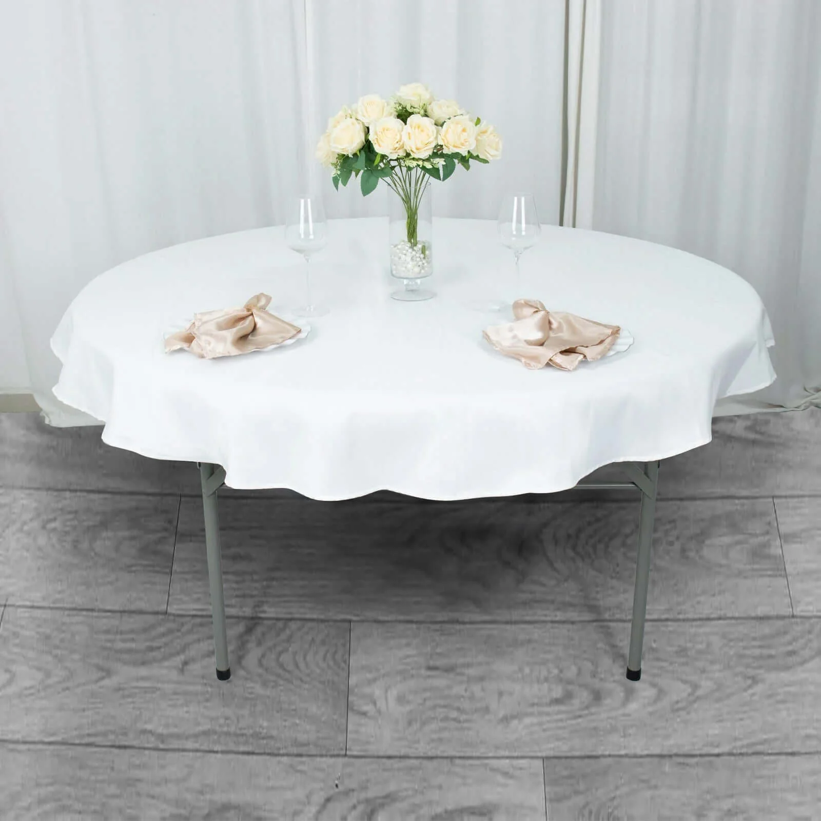 Premium Polyester Round Tablecloth 70" White - 220GSM Wrinkle-Resistant and Durable Table Cover for Weddings & Events - Image 4
