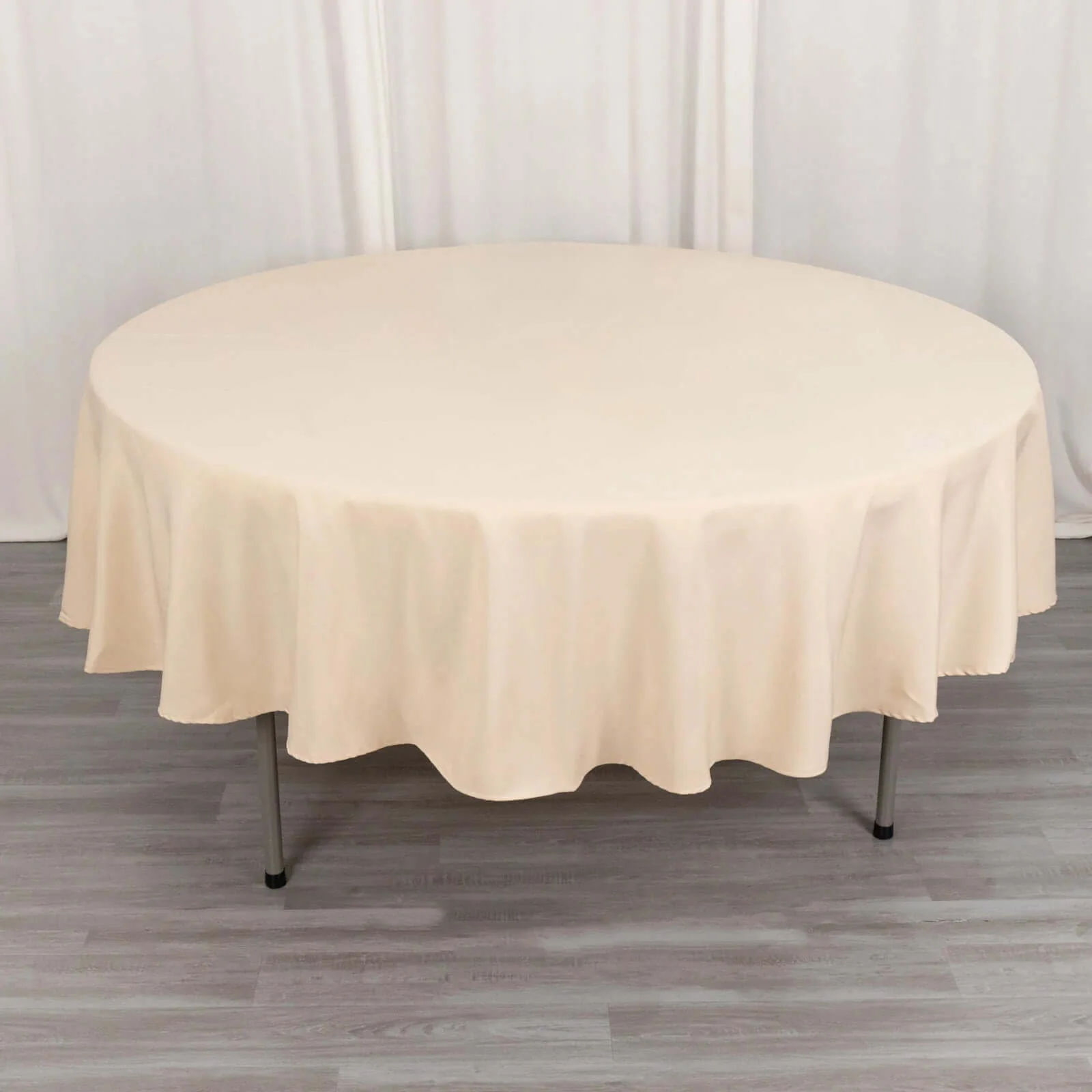 Premium Polyester Round Tablecloth 90" Beige - 220GSM Wrinkle-Resistant & Durable Table Cover