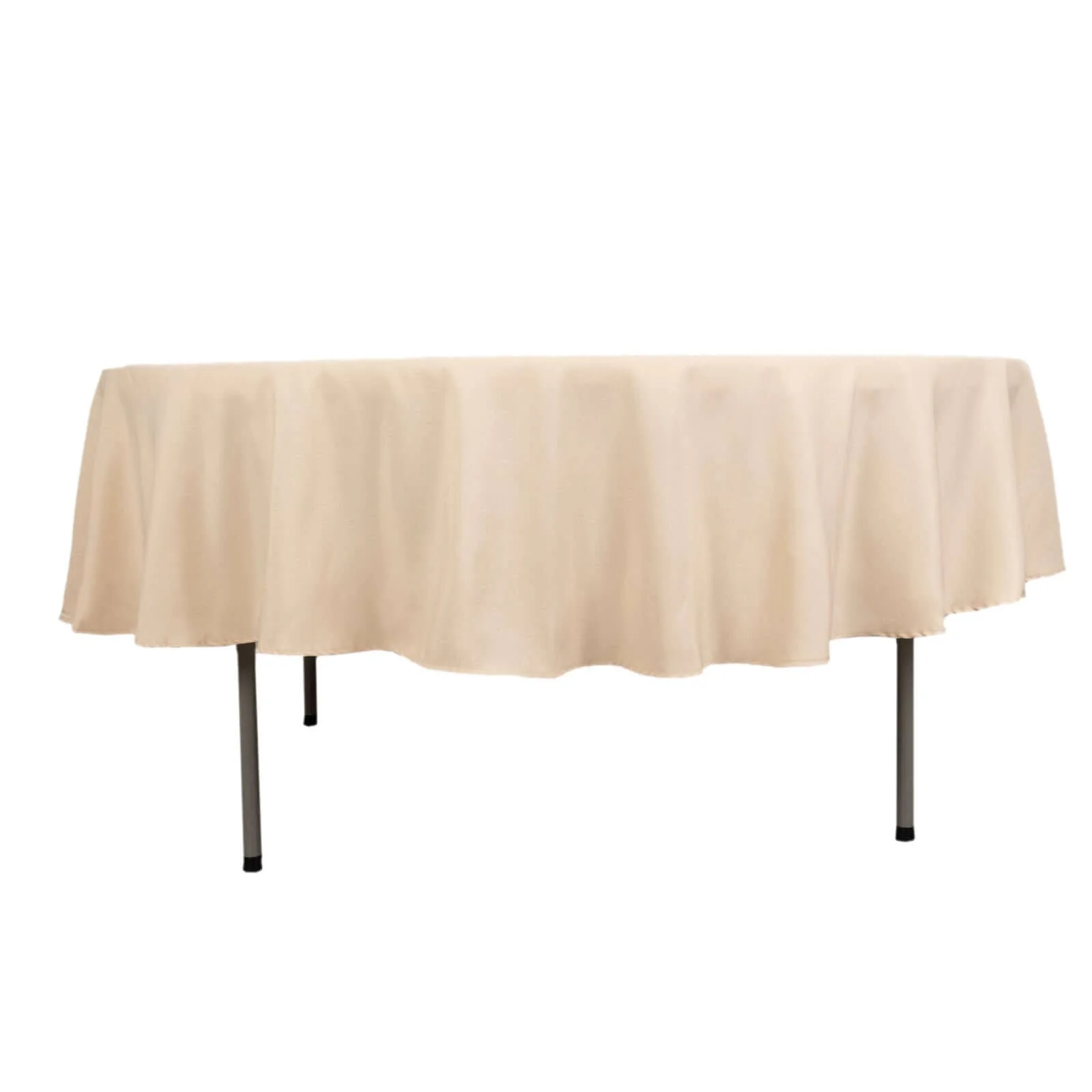 Premium Polyester Round Tablecloth 90" Beige - 220GSM Wrinkle-Resistant & Durable Table Cover - Image 3