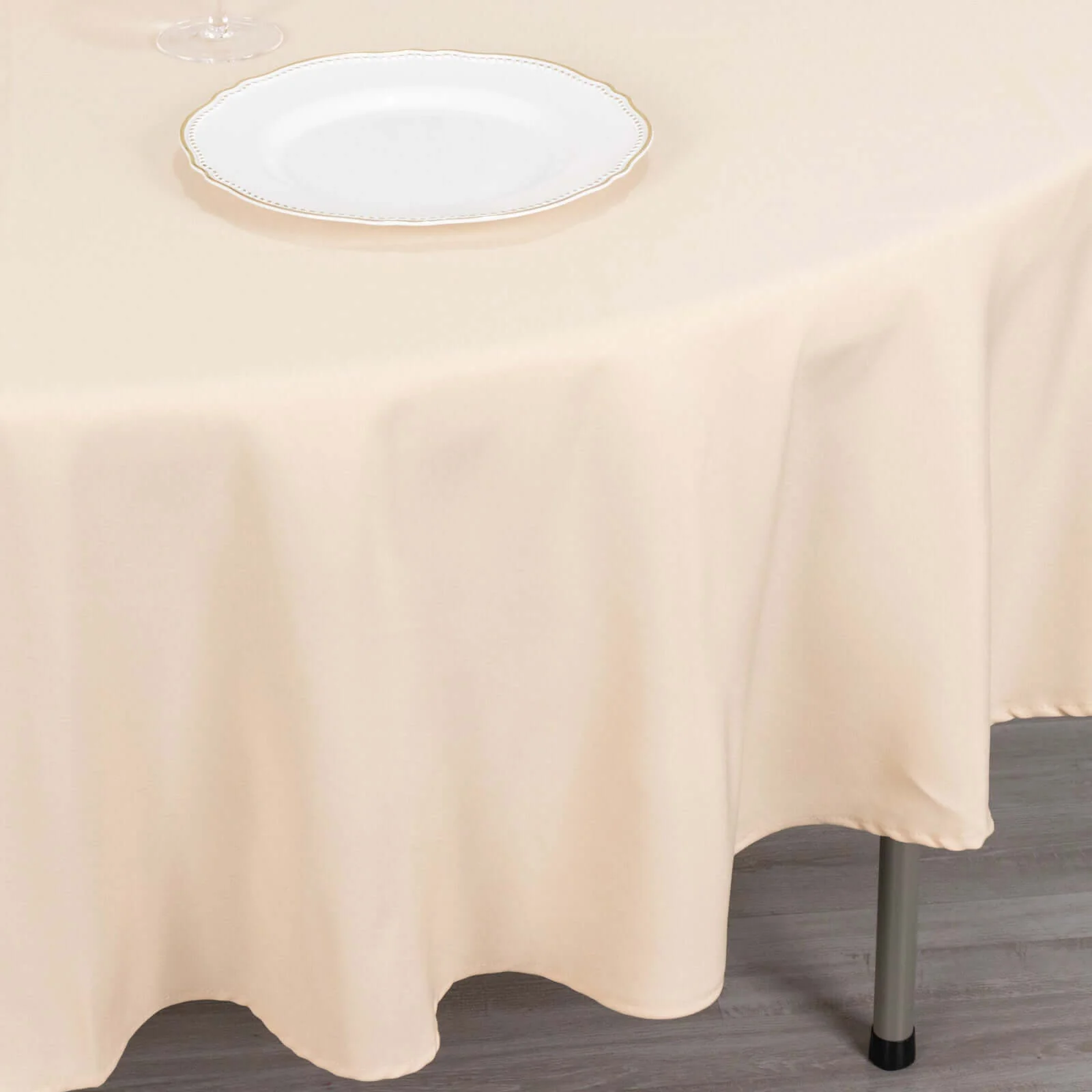 Premium Polyester Round Tablecloth 90" Beige - 220GSM Wrinkle-Resistant & Durable Table Cover - Image 4