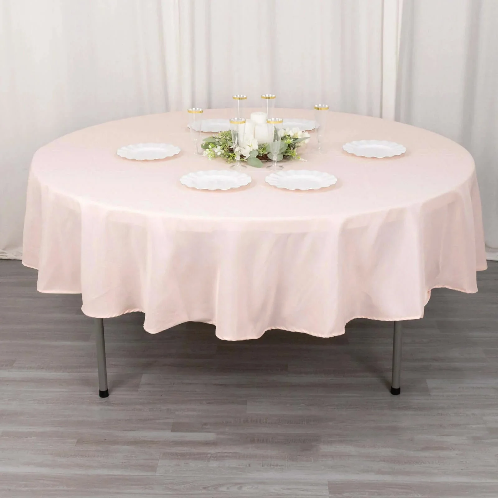 Premium Polyester Round Tablecloth 90" Blush - 220GSM Wrinkle-Resistant & Durable Table Cover - Image 7