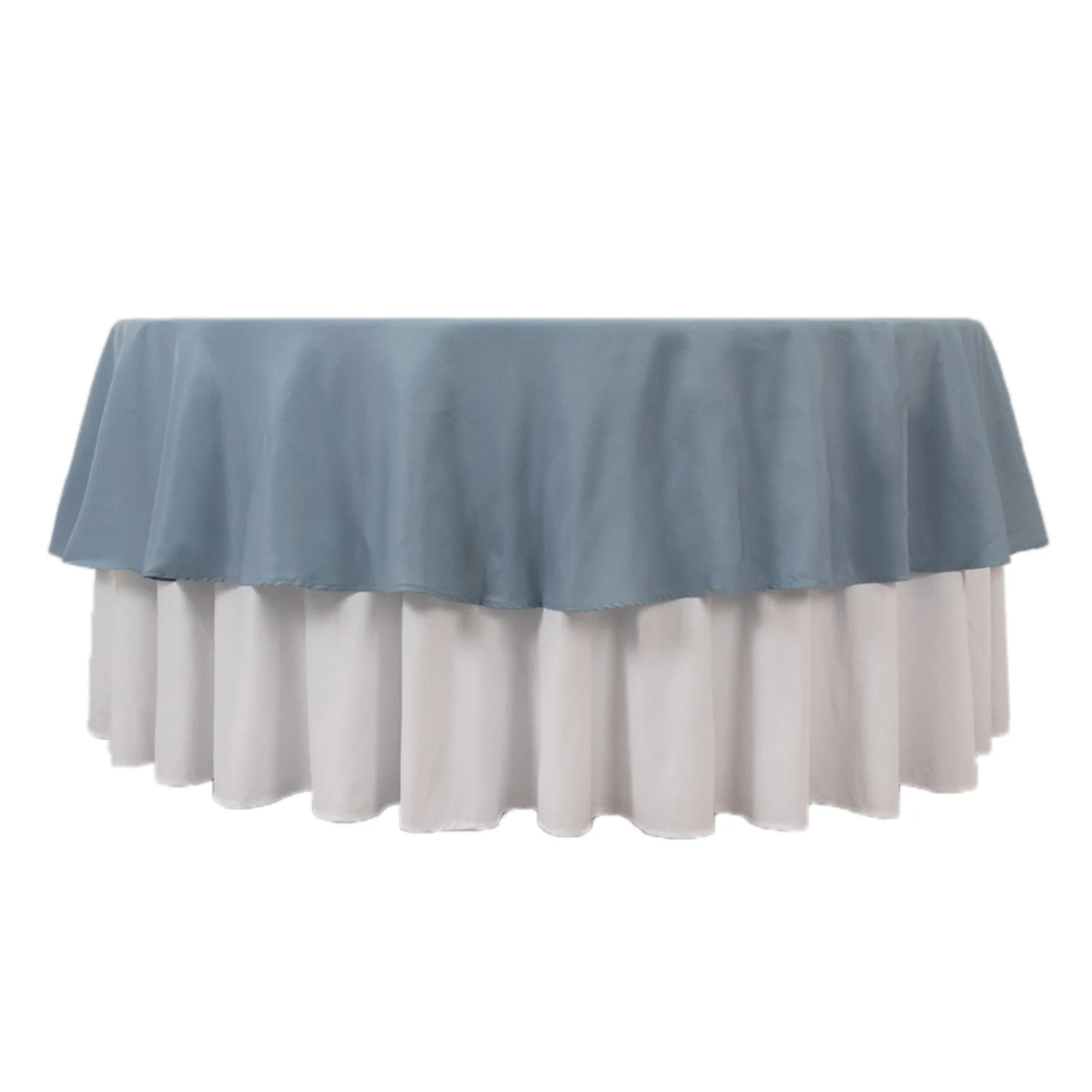 Premium Polyester Round Tablecloth 90" Dusty Blue - 220GSM Wrinkle-Resistant & Durable Table Cover - Image 3