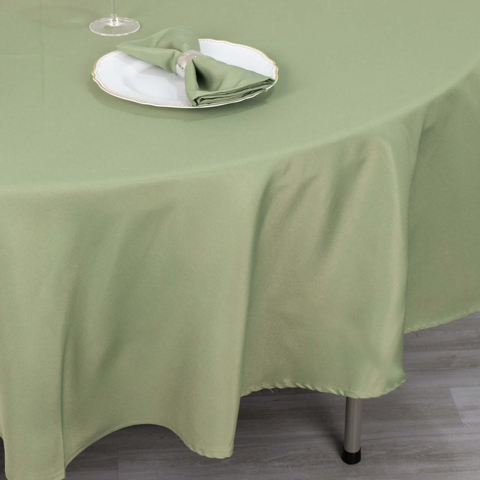Premium Polyester Round Tablecloth 90" Dusty Sage Green - 220GSM Wrinkle-Resistant & Durable Table Cover - Image 6