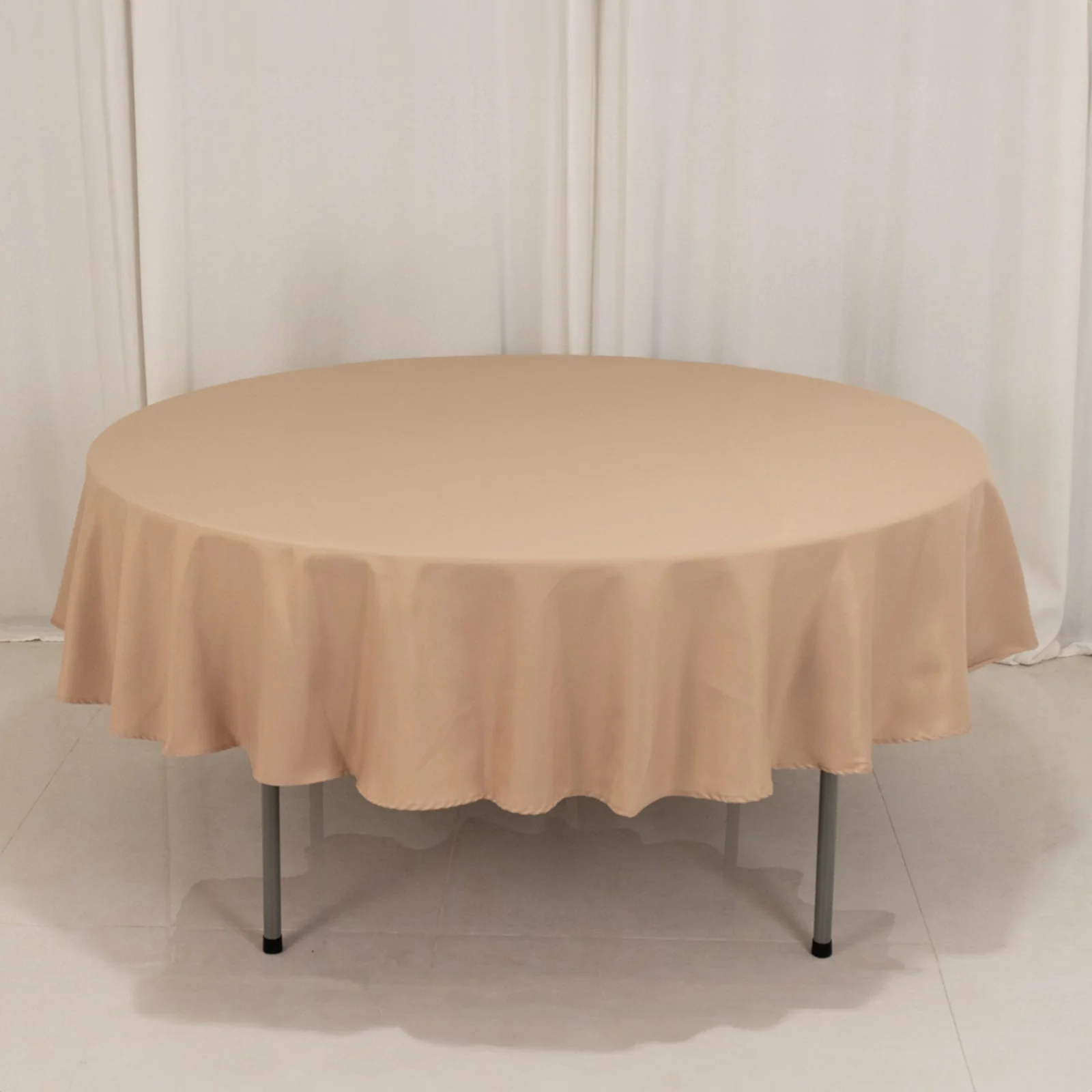 Premium Polyester Round Tablecloth 90" Nude - 220GSM Wrinkle-Resistant & Durable Table Cover
