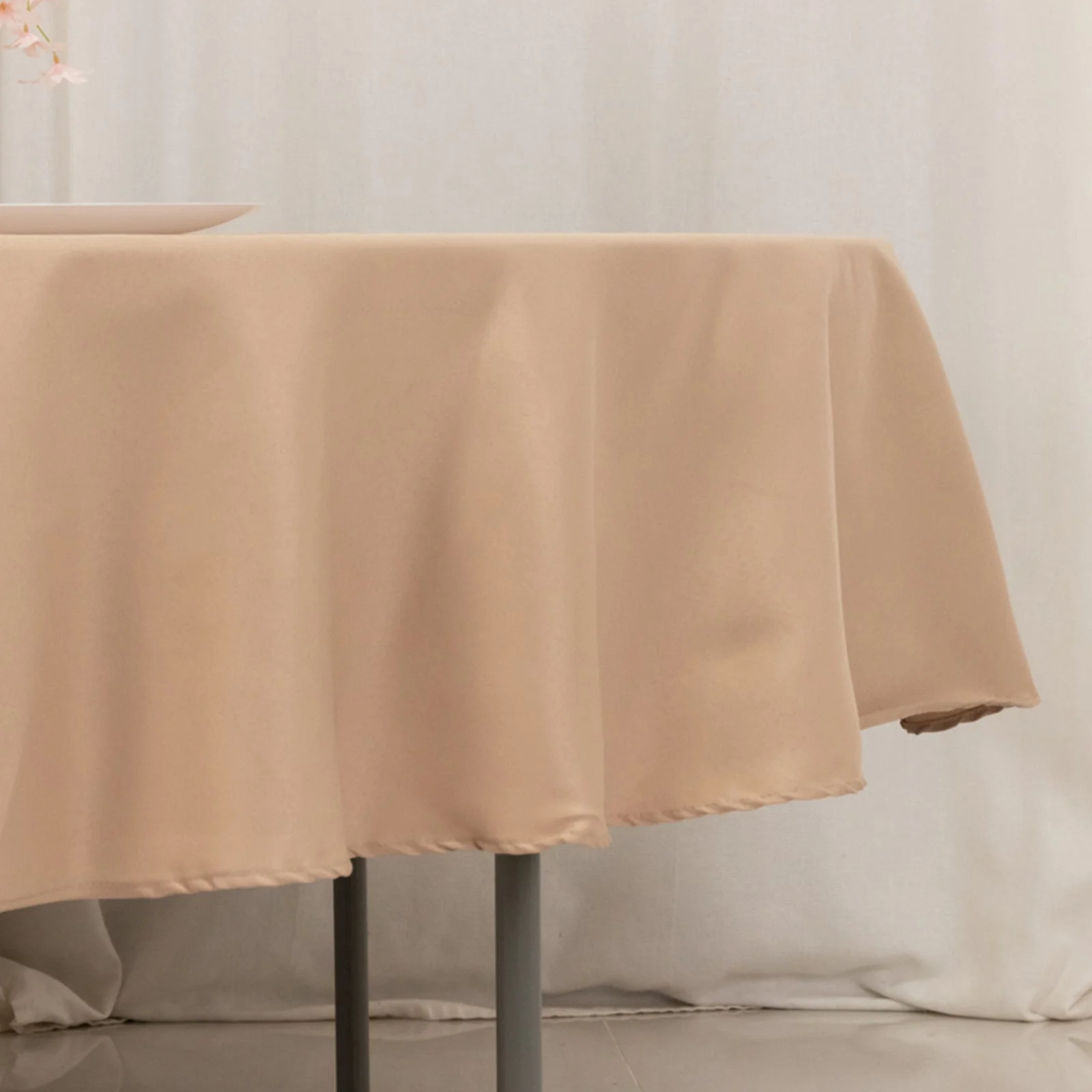 Premium Polyester Round Tablecloth 90" Nude - 220GSM Wrinkle-Resistant & Durable Table Cover - Image 2