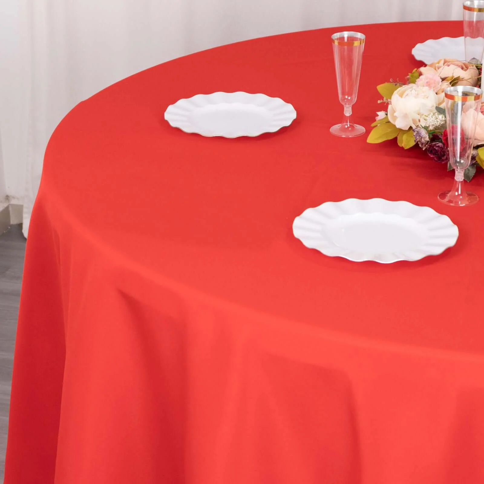 Premium Polyester Round Tablecloth 90" Red - 220GSM Wrinkle-Resistant & Durable Table Cover - Image 9