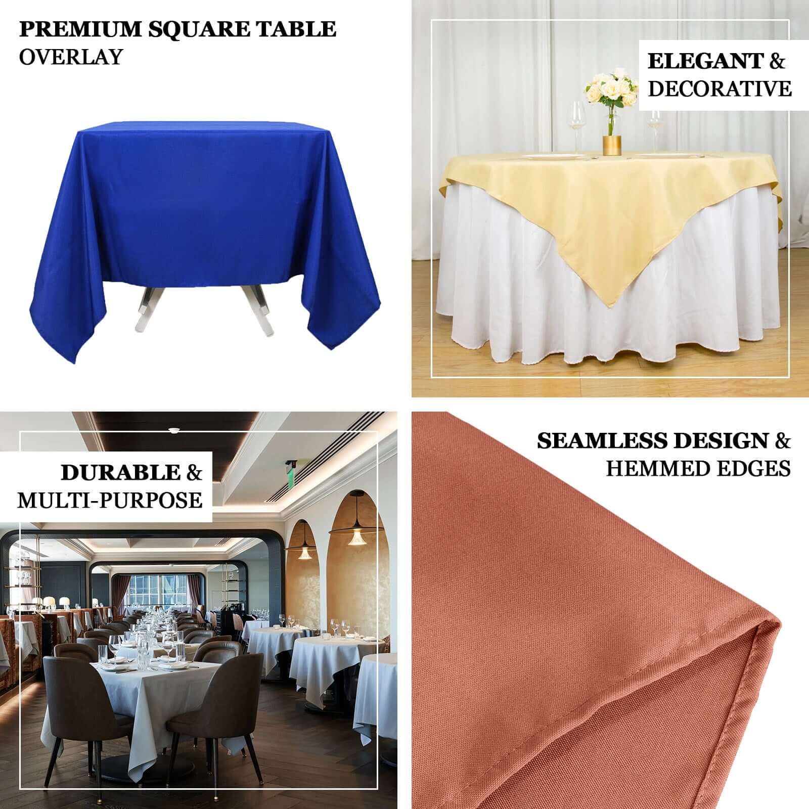 Premium Polyester Square Table Overlay 54"x54" Burgundy - 220GSM Wrinkle-Resistant Table Topper - Image 4