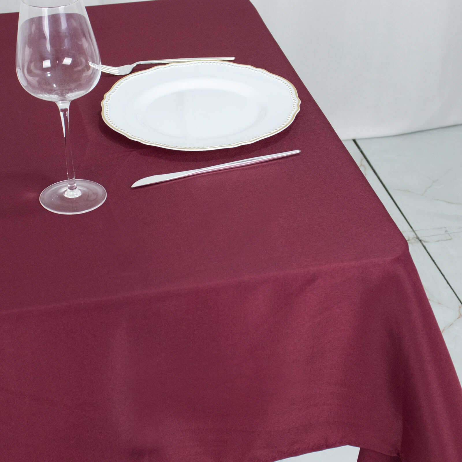 Premium Polyester Square Table Overlay 54"x54" Burgundy - 220GSM Wrinkle-Resistant Table Topper - Image 8