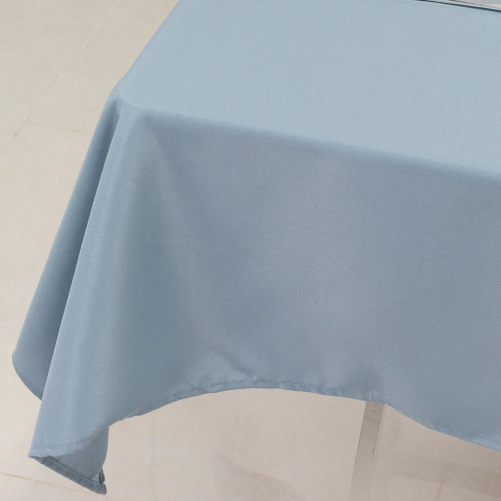 Premium Polyester Square Table Overlay 54"x54" Dusty Blue - 220GSM Wrinkle-Resistant Table Topper - Image 2