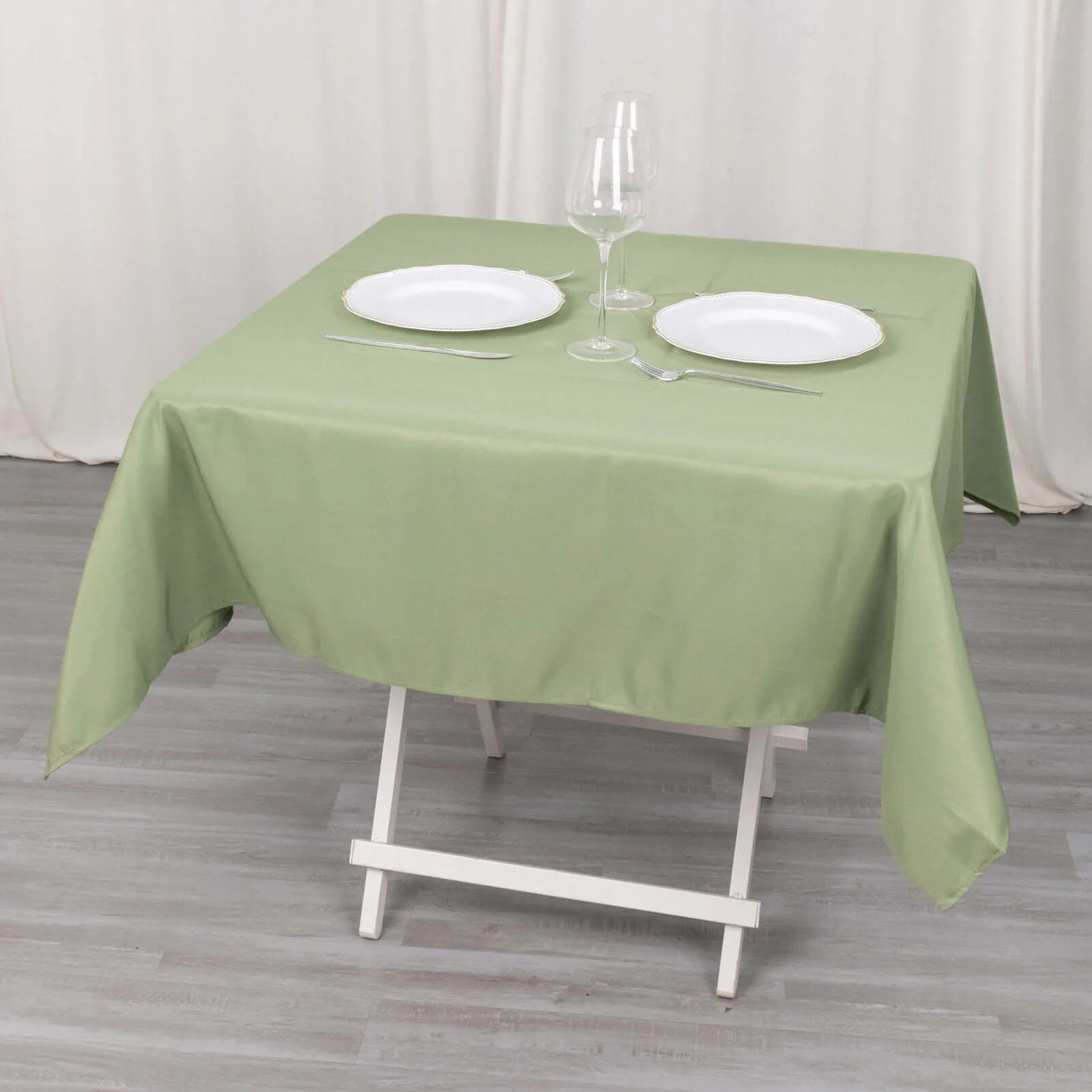Premium Polyester Square Table Overlay 54"x54" Dusty Sage Green - 220GSM Wrinkle-Resistant Table Topper - Image 2