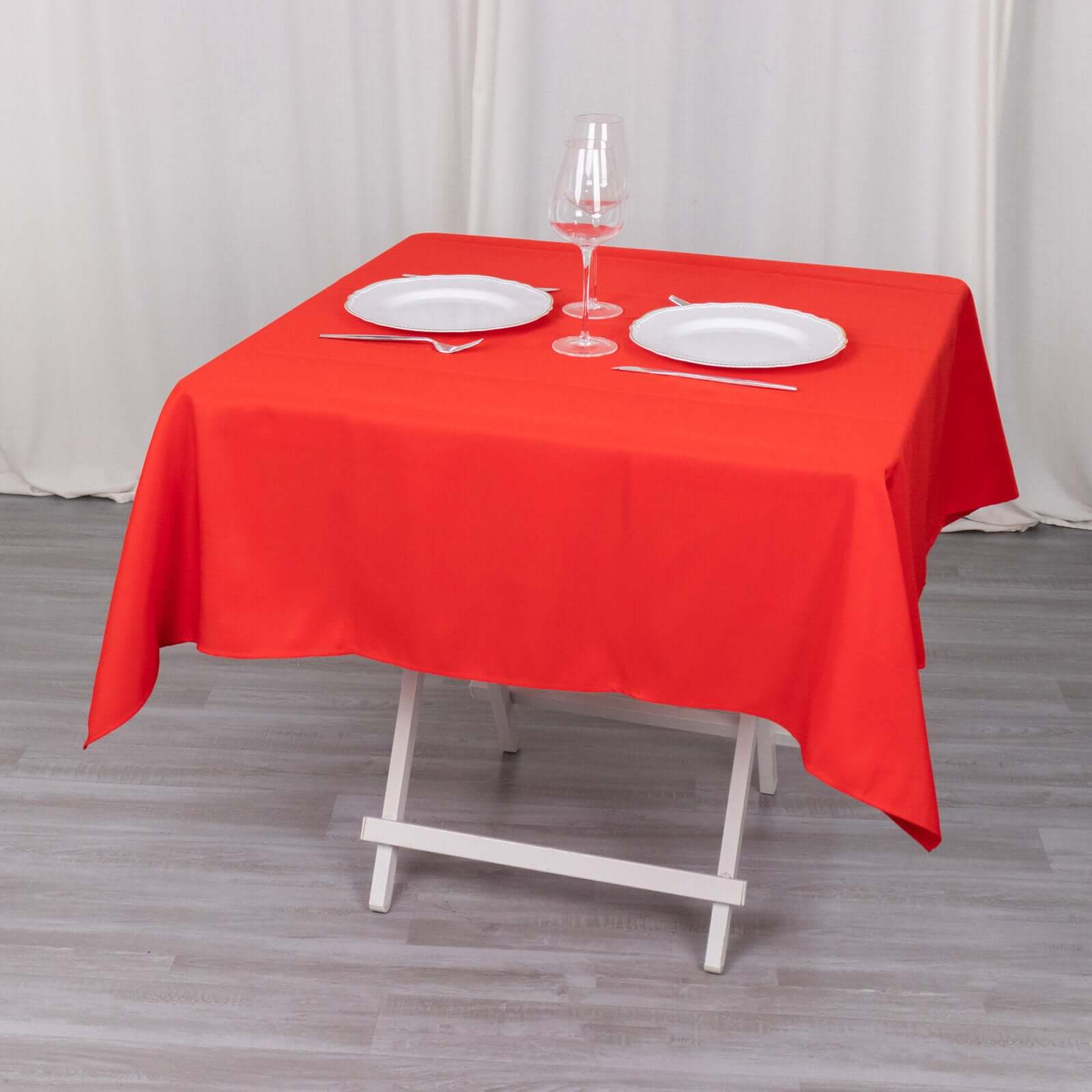Premium Polyester Square Table Overlay 54"x54" Red - 220GSM Wrinkle-Resistant Table Topper - Image 2