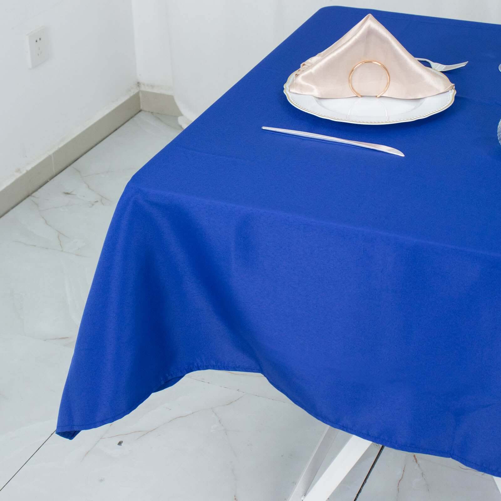Premium Polyester Square Table Overlay 54"x54" Royal Blue - 220GSM Wrinkle-Resistant Table Topper - Image 5