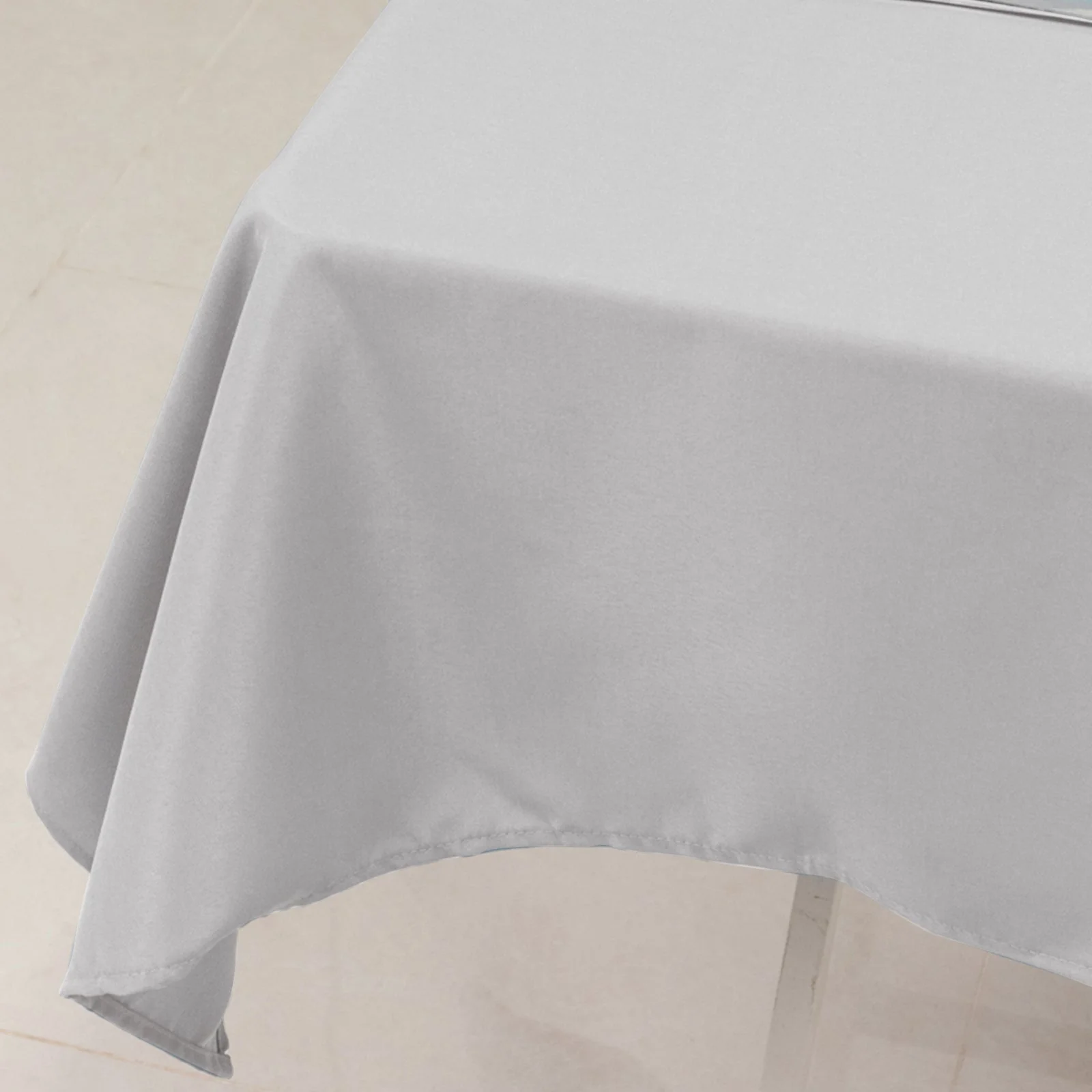 Premium Polyester Square Table Overlay 54"x54" Silver - 220GSM Wrinkle-Resistant Table Topper - Image 2