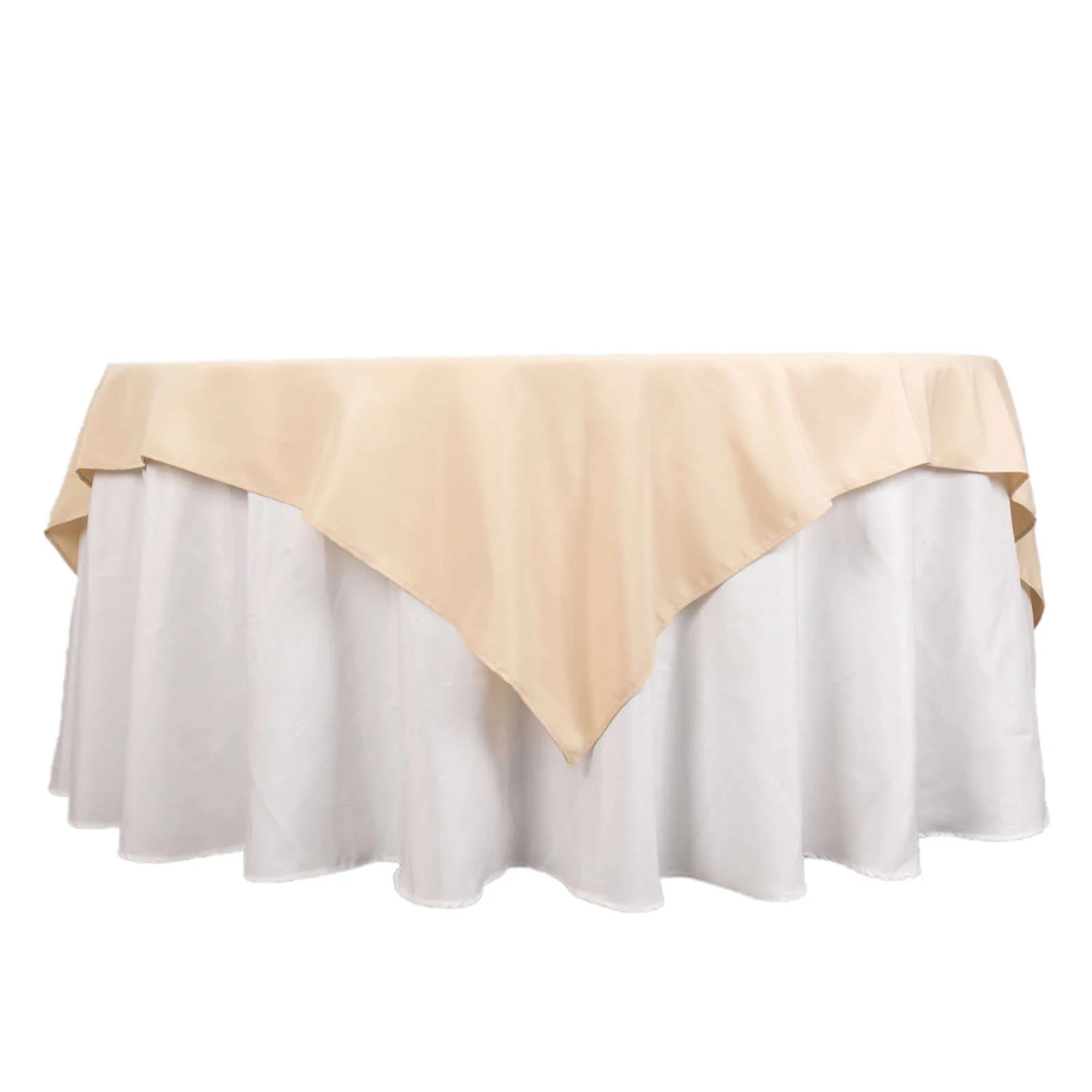 Premium Polyester Square Table Overlay 70"x70" Beige - 220GSM Wrinkle-Resistant Table Topper - Image 7