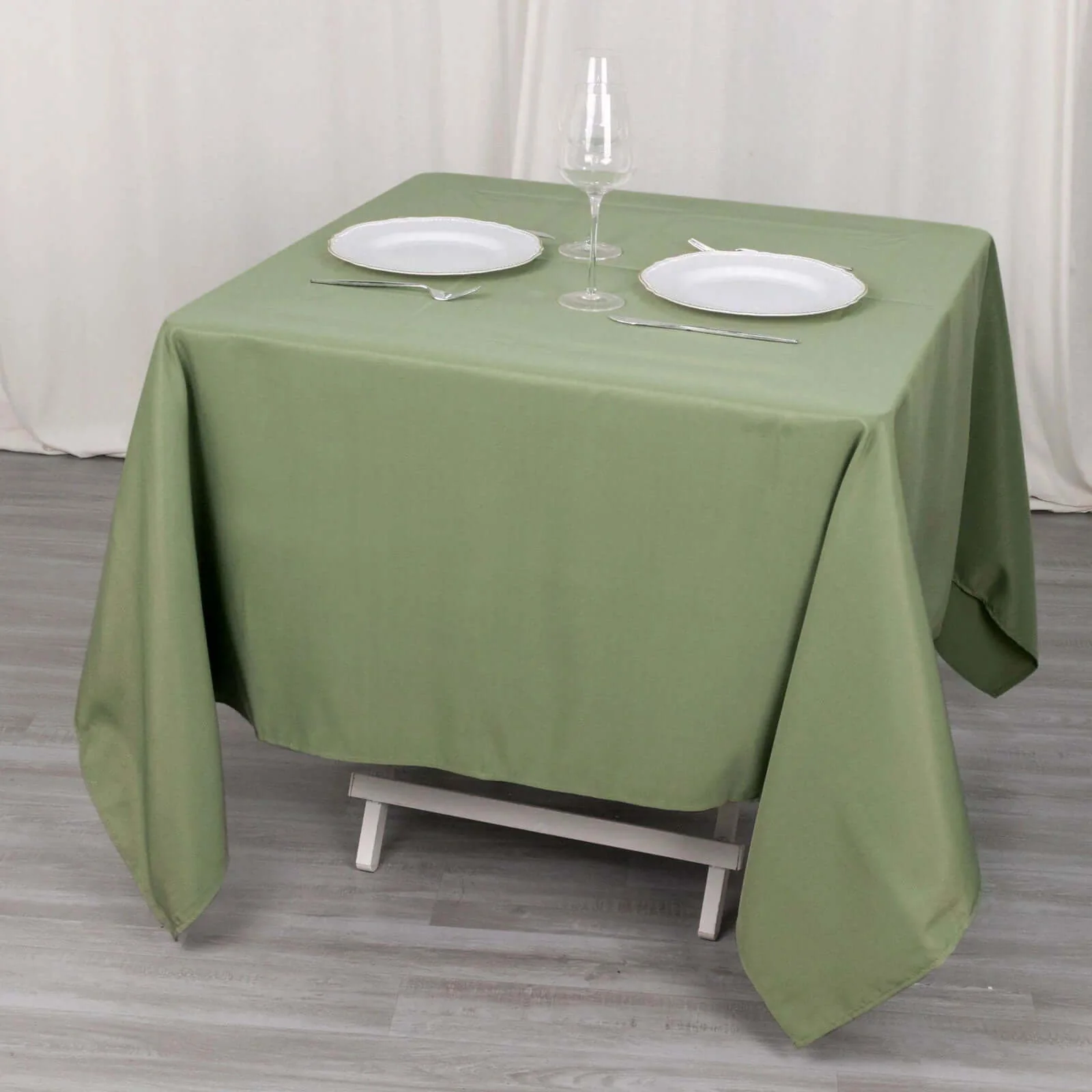 Premium Polyester Square Table Overlay 70"x70" Dusty Sage Green - 220GSM Wrinkle-Resistant Table Topper - Image 2