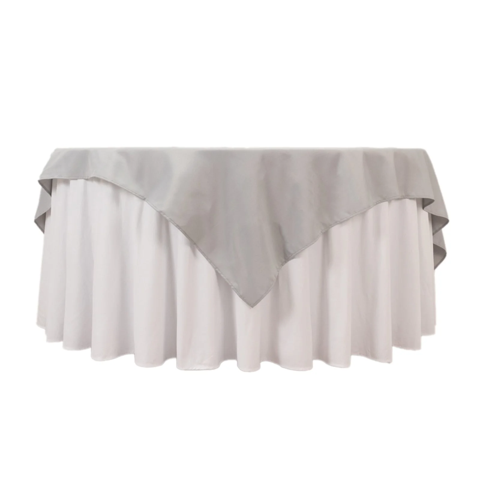 Premium Polyester Square Table Overlay 70"x70" Silver - 220GSM Wrinkle-Resistant Table Cover - Image 3