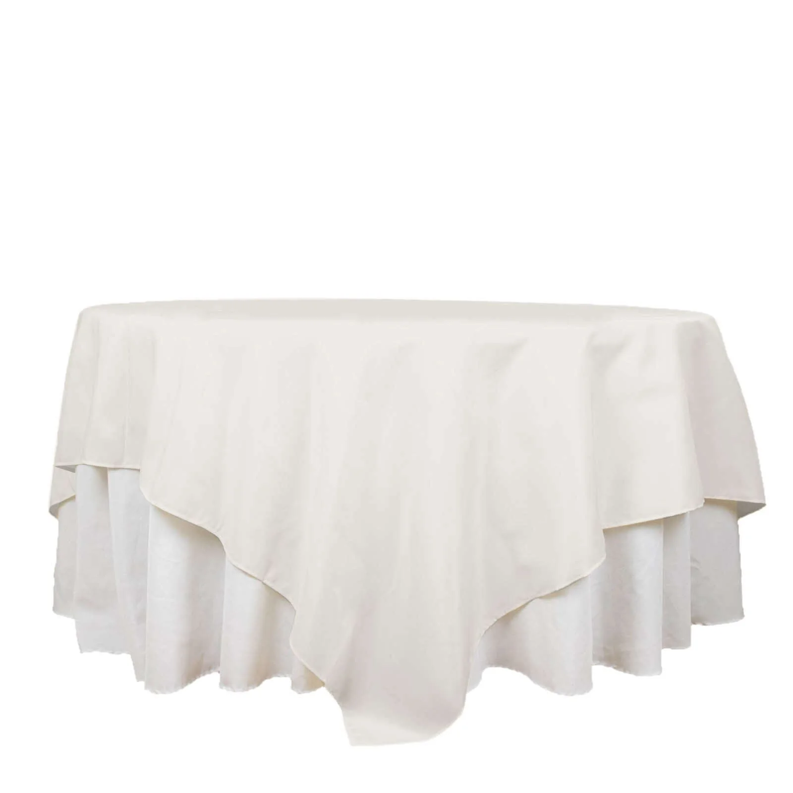 Premium Polyester Square Table Overlay 90"x90" Ivory - 220GSM Wrinkle-Resistant & Durable Table Topper - Image 7