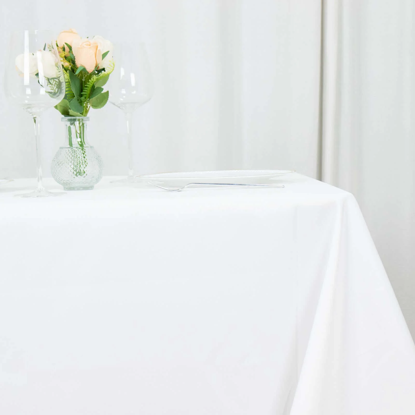 Premium Polyester Square Table Overlay 90"x90" White - 220GSM Wrinkle-Resistant and Durable Table Topper for Weddings & Special Occasions - Image 3